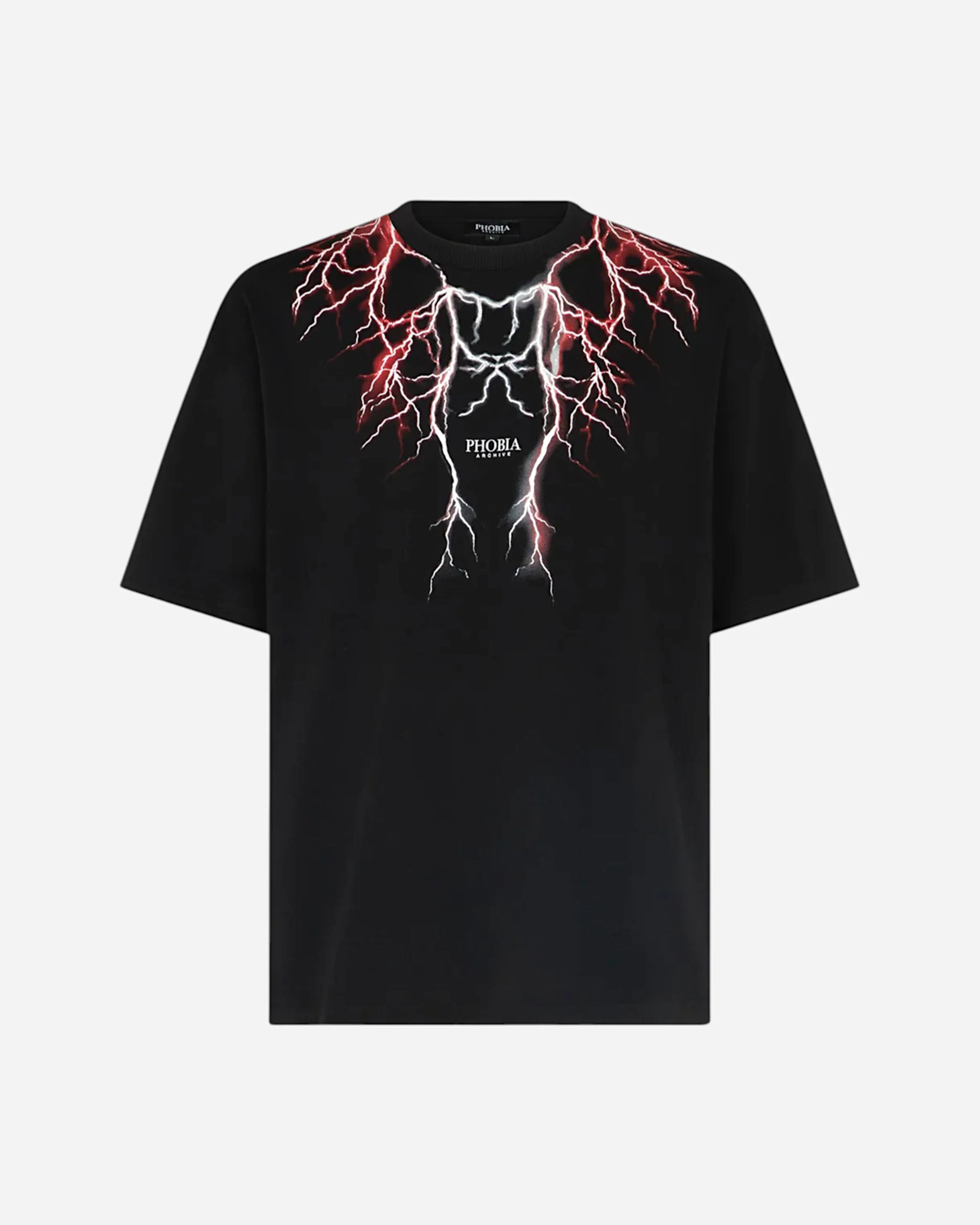 Phobia Red Purple Lightning Black Tee - Astrofat Graffiti