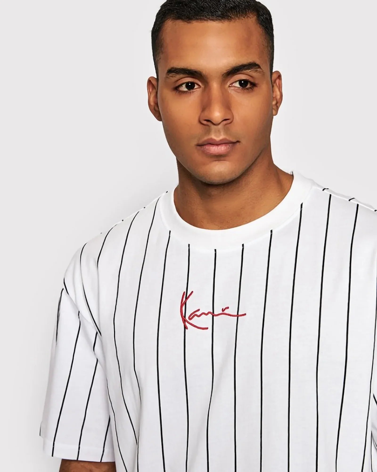 Karl Kani Kk Small Signature Pinstripe Tee White / Black