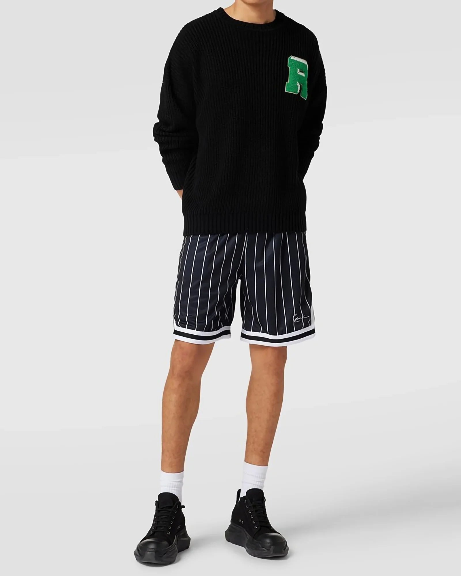Karl Kani Kk Small Signature Pinstripe Mesh Shorts Black / White