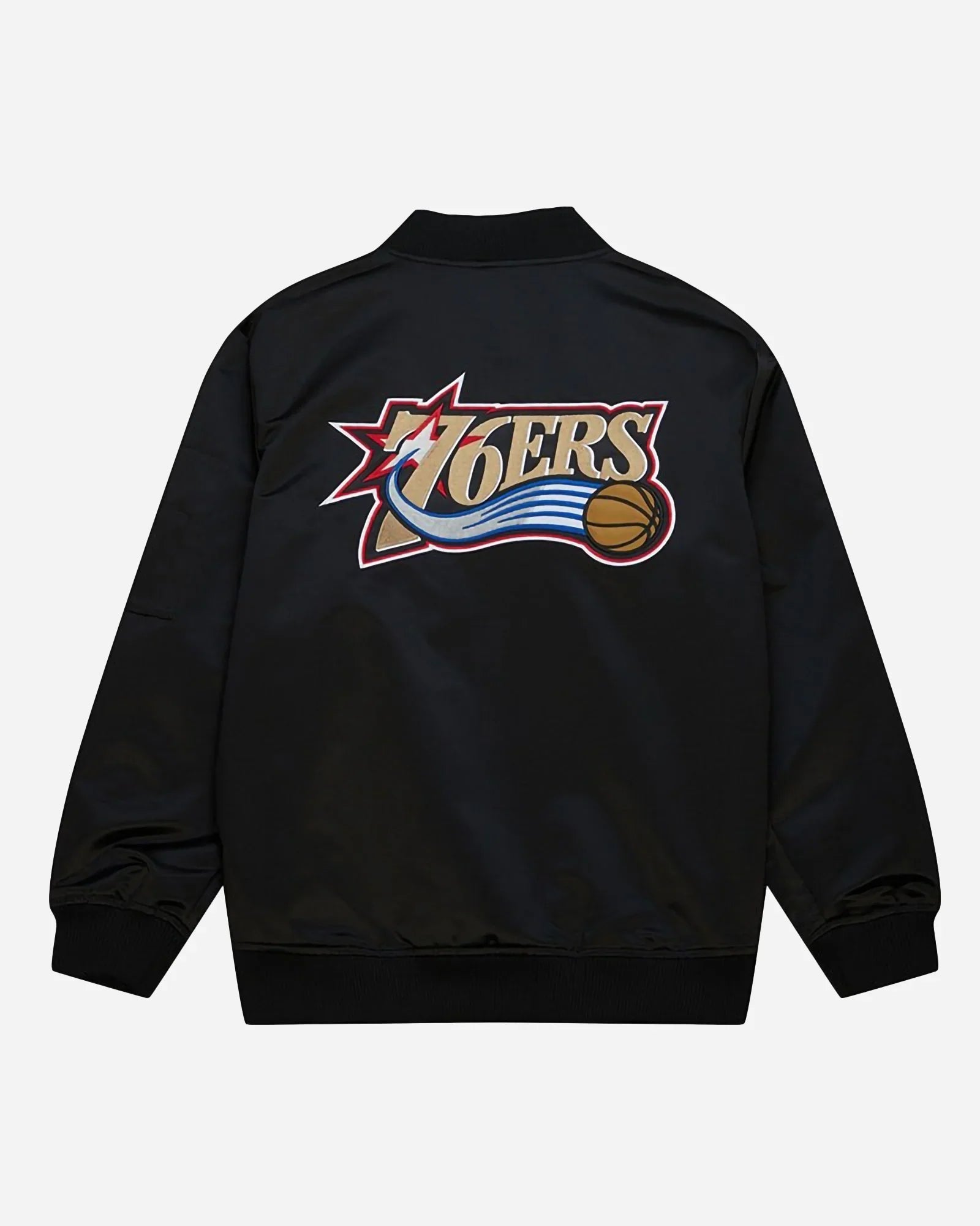未使用！Mitchell & Ness Philadelphia 76ers MITCHELL & NESS Lightweight Satin Bomber Vintage Philadelphia