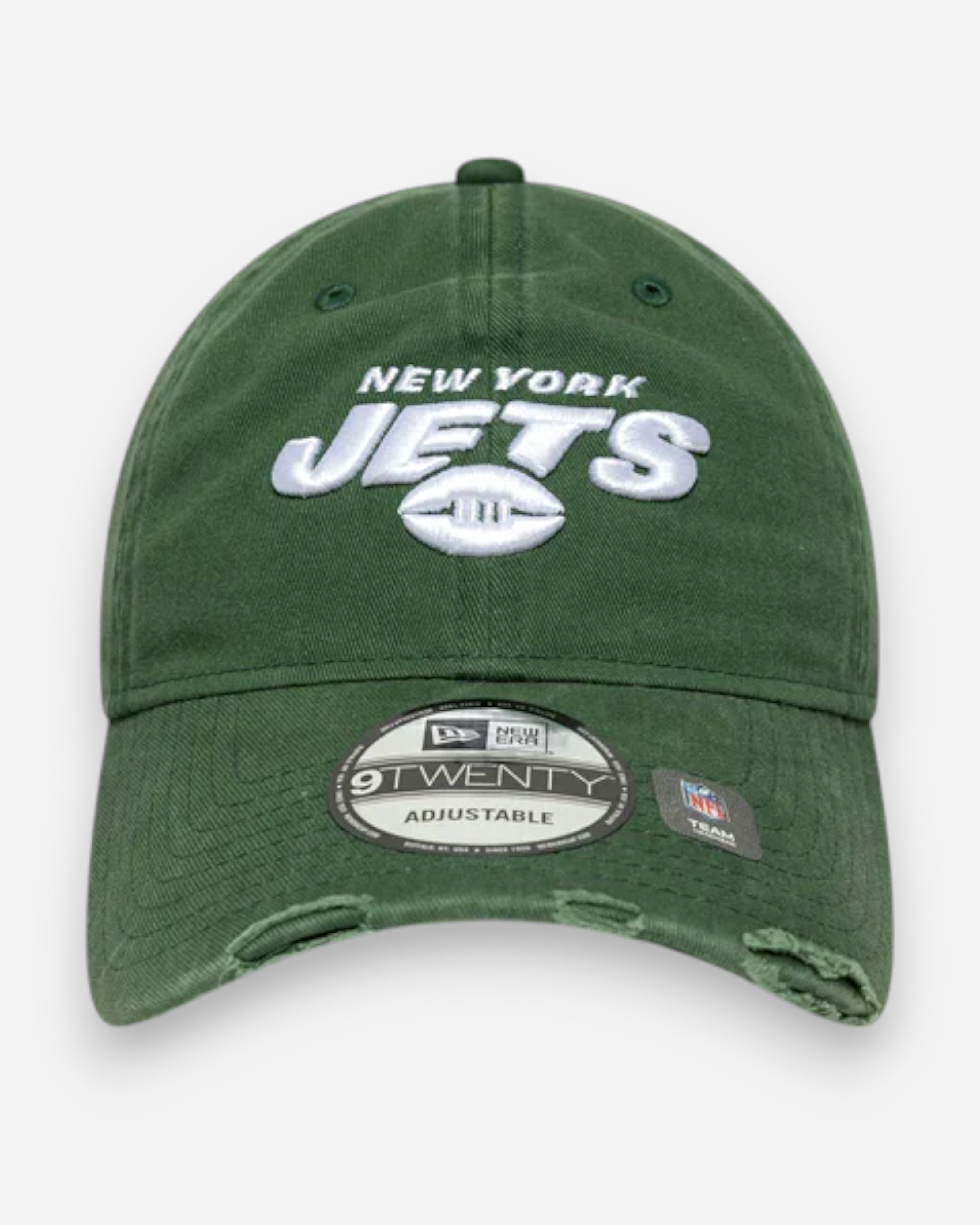 9TWENTY New York Jets NFL Washed Distressed Adjustable Cap Dark Green