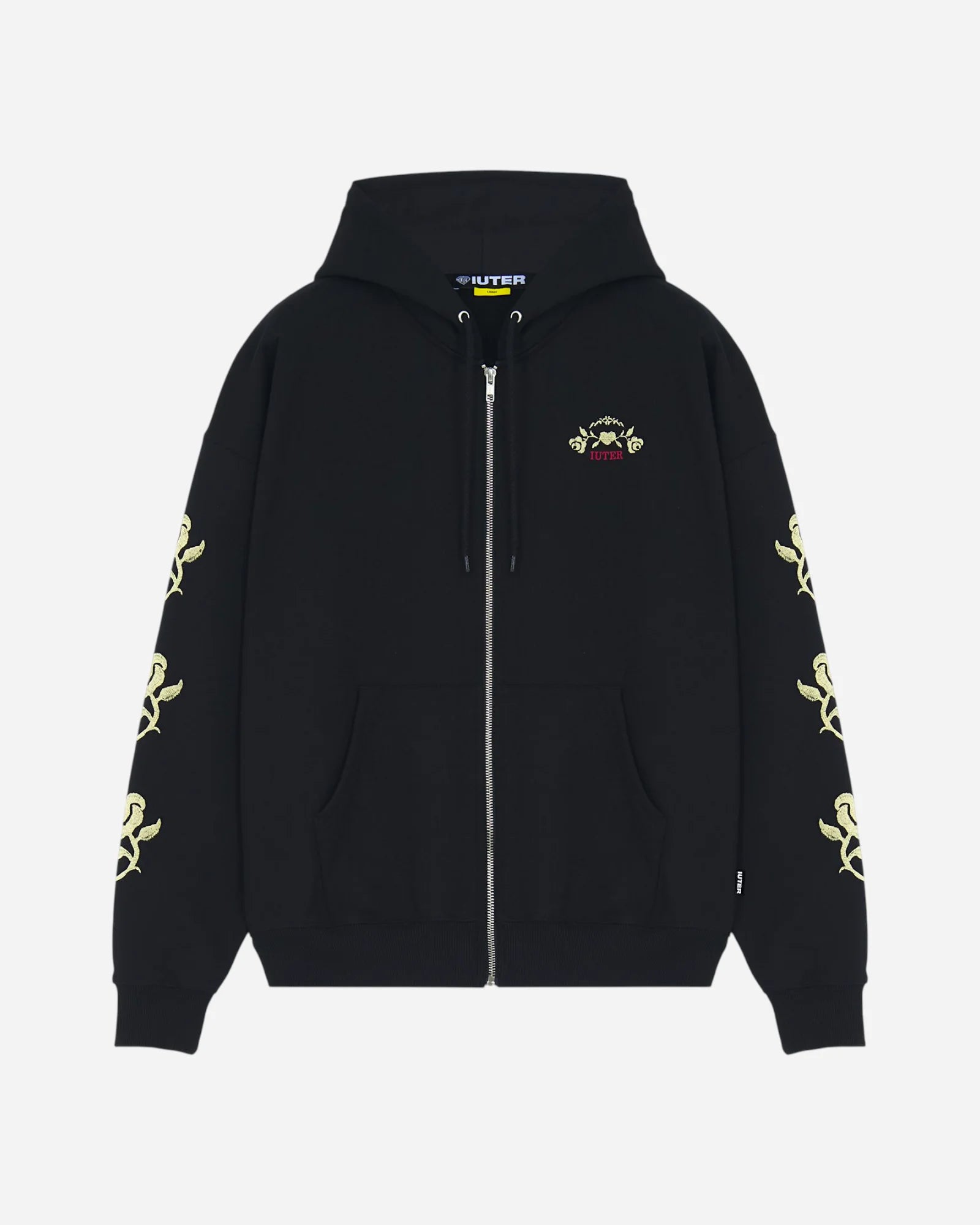 Iuter Floral Zip Hoodie Black