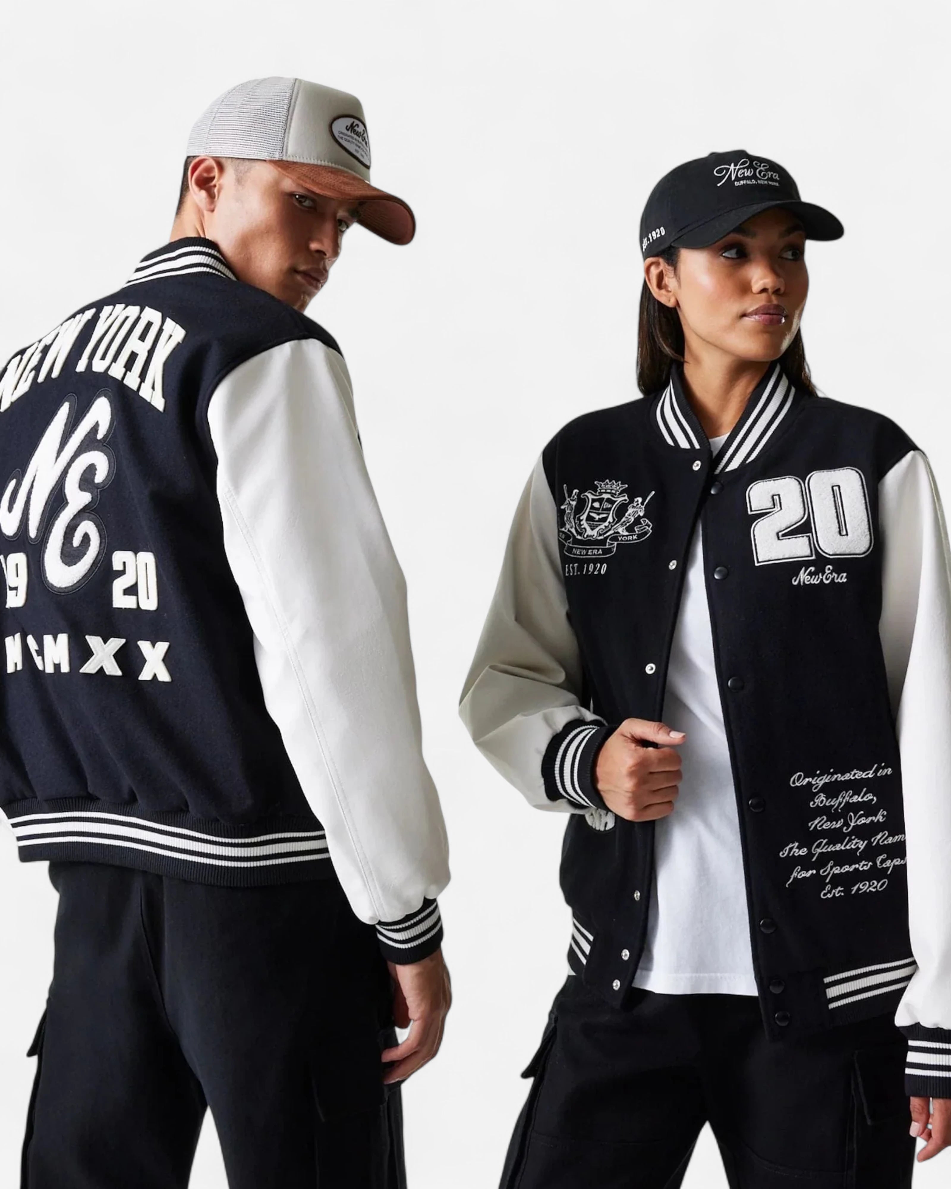 New Era Patch Varsity Jacket Black