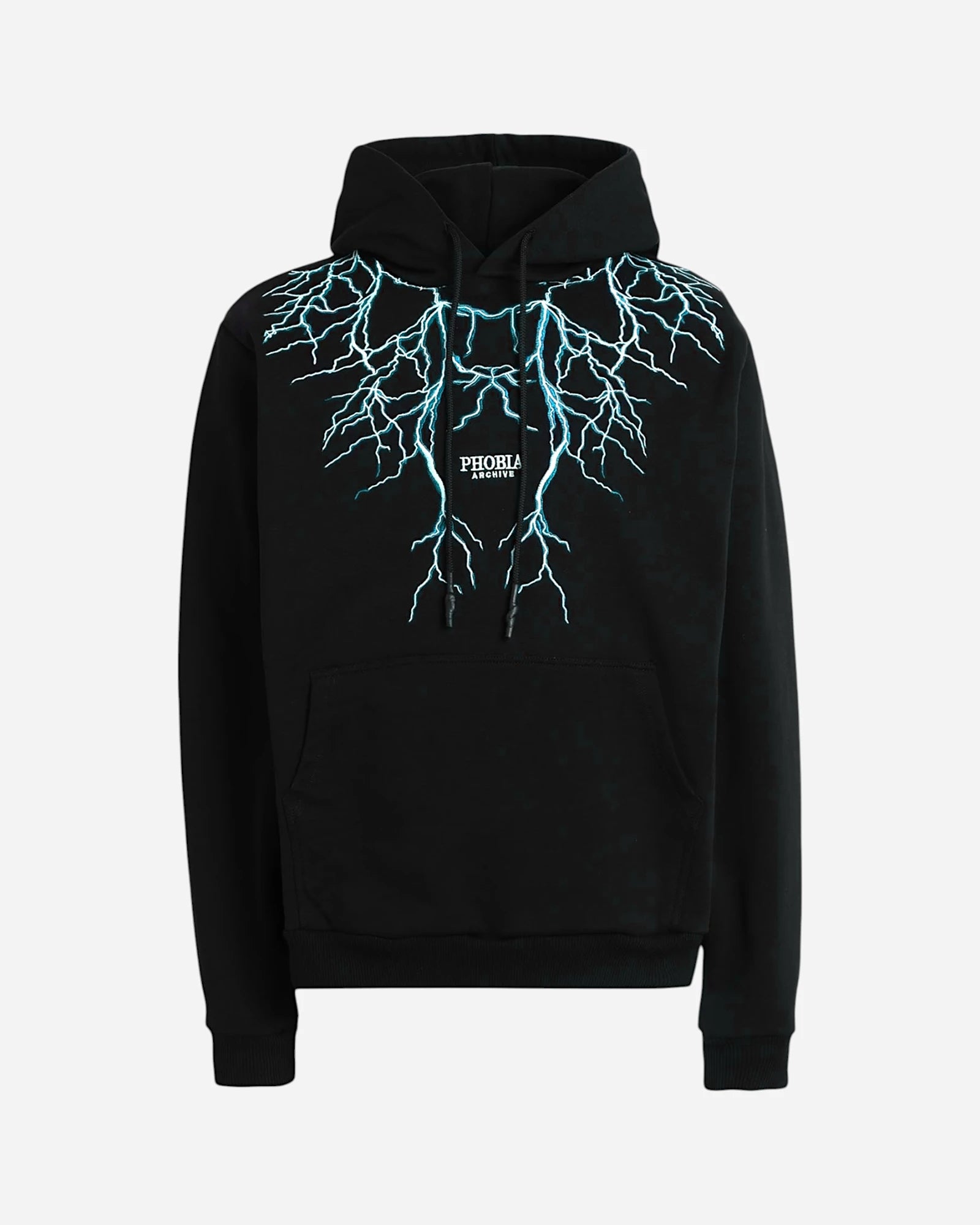 Light Blue Lightning Embroidery Hoodie