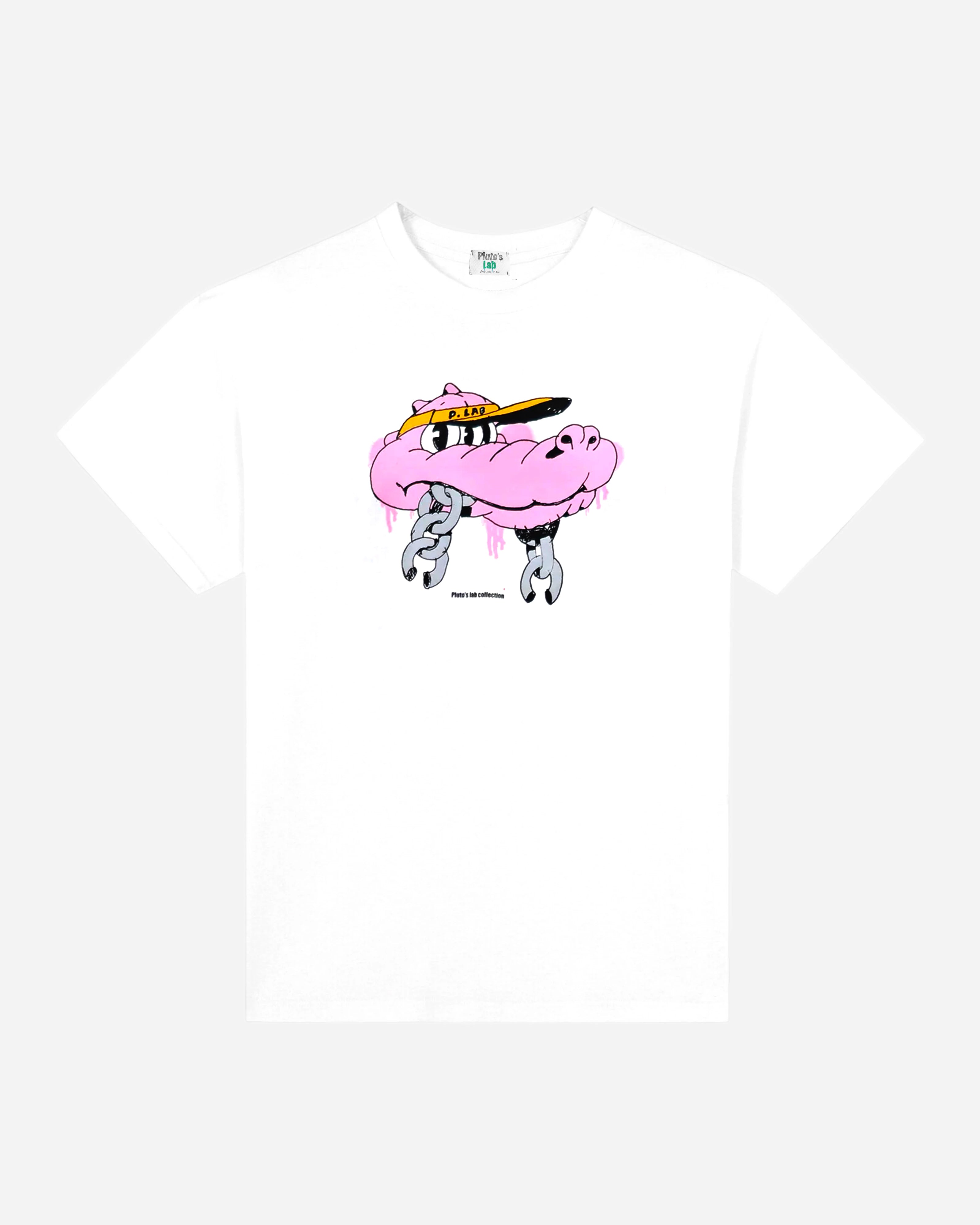 Pluto's Lab Pink Crocodile Jail Project T-shirt White