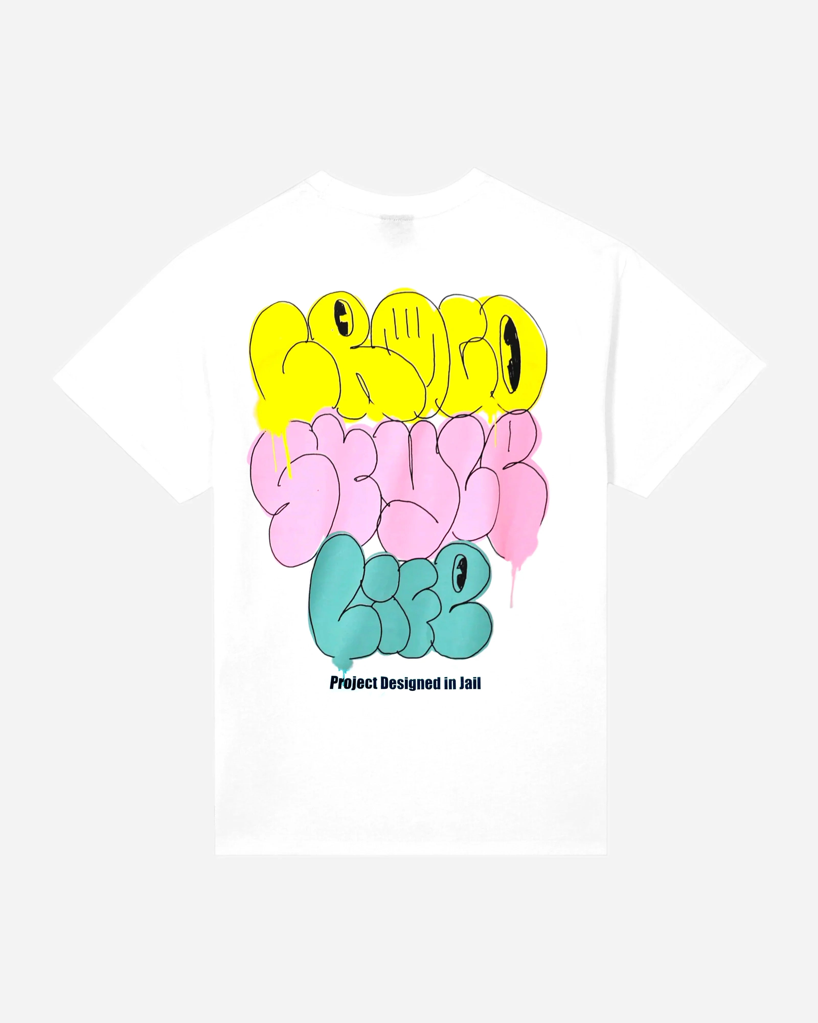 Pluto's Lab Pink Crocodile Jail Project T-shirt White