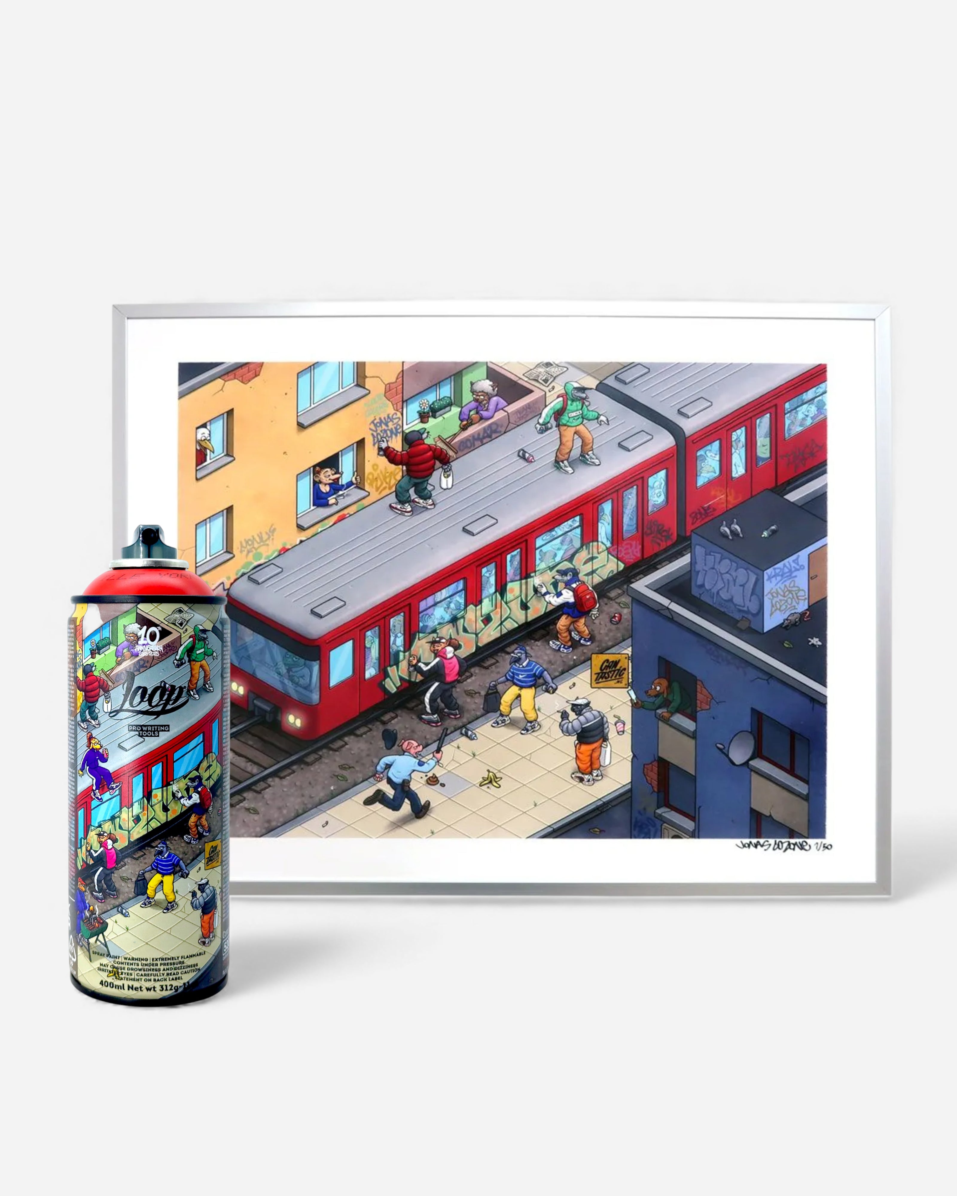 Beastville Pack - Limited Edition Can + Print by Jonas Cozone