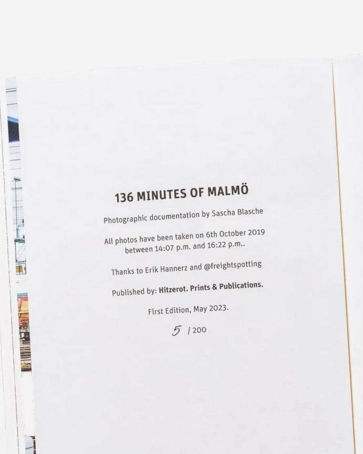 Astrofat 136 Minutes of Malmö zine title page showing edition number 5 of 200 and publication details