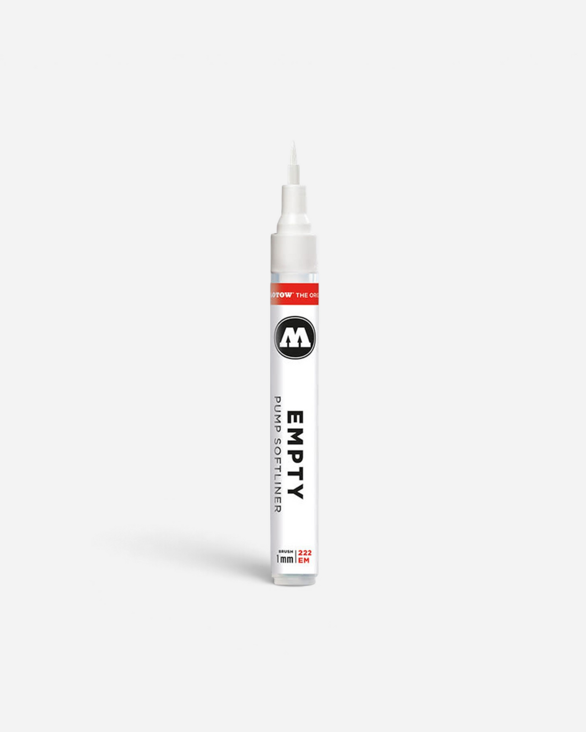 Astrofat 222EM refillable empty marker with a 1mm brush tip and pump system for custom ink mixing.