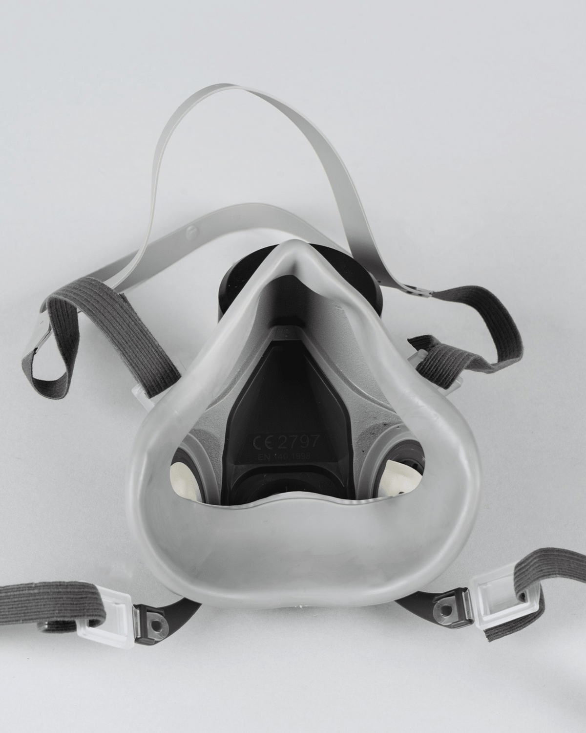 Astrofat 3M 4251+ A1P2 reusable half-mask respirator showing the interior face seal and adjustable head straps.