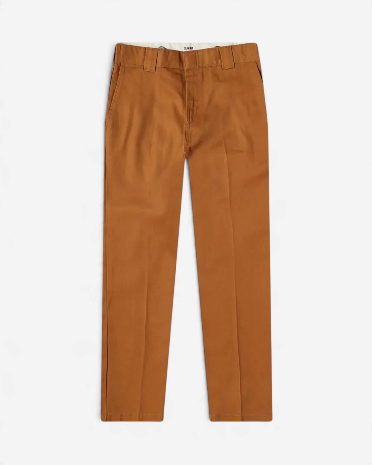 Astrofat 872 work pants in brown with a slim fit, featuring a zip and button closure and side pockets.