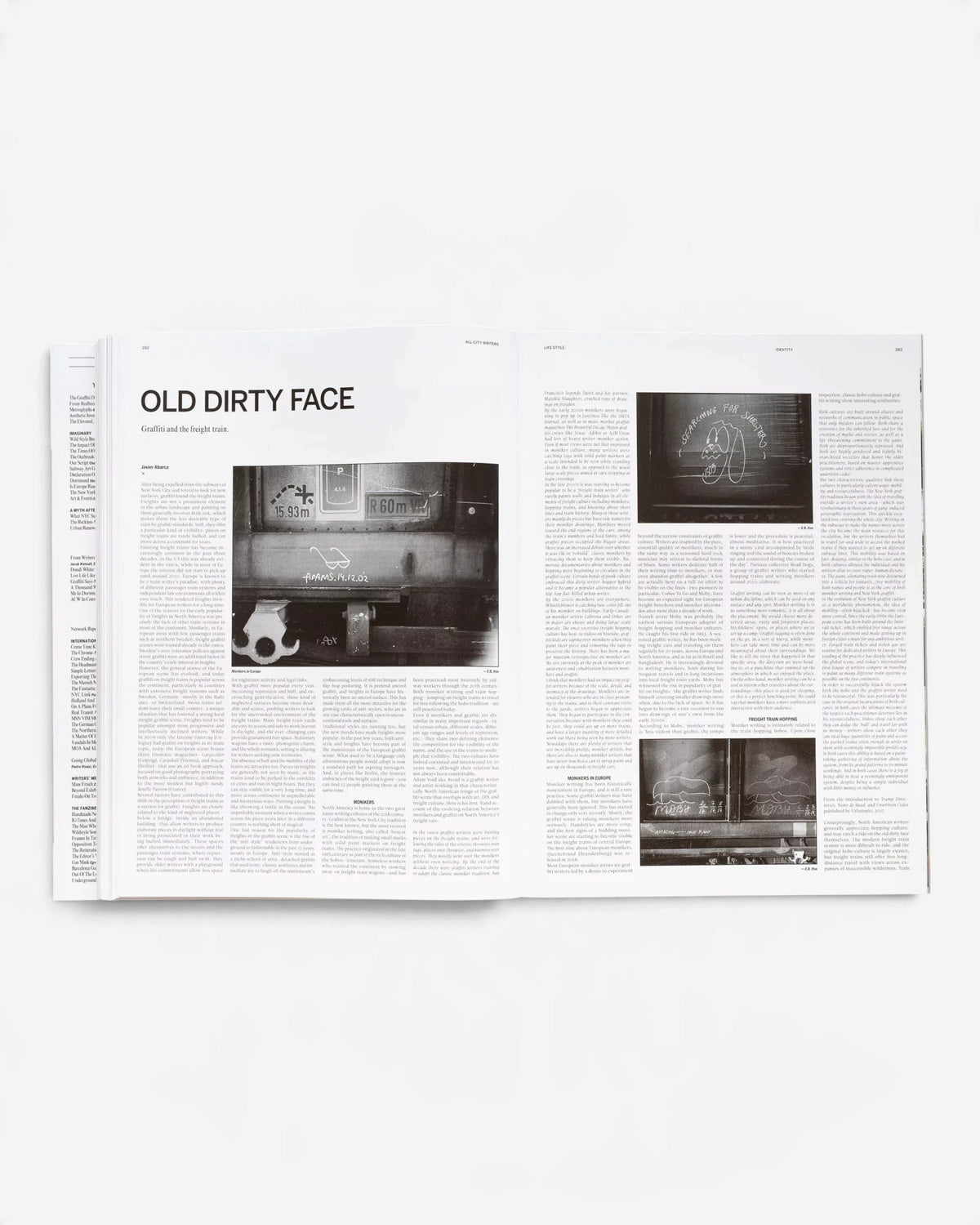 A spread from the Astrofat All City Writers Edition X book featuring text and photography about graffiti history.