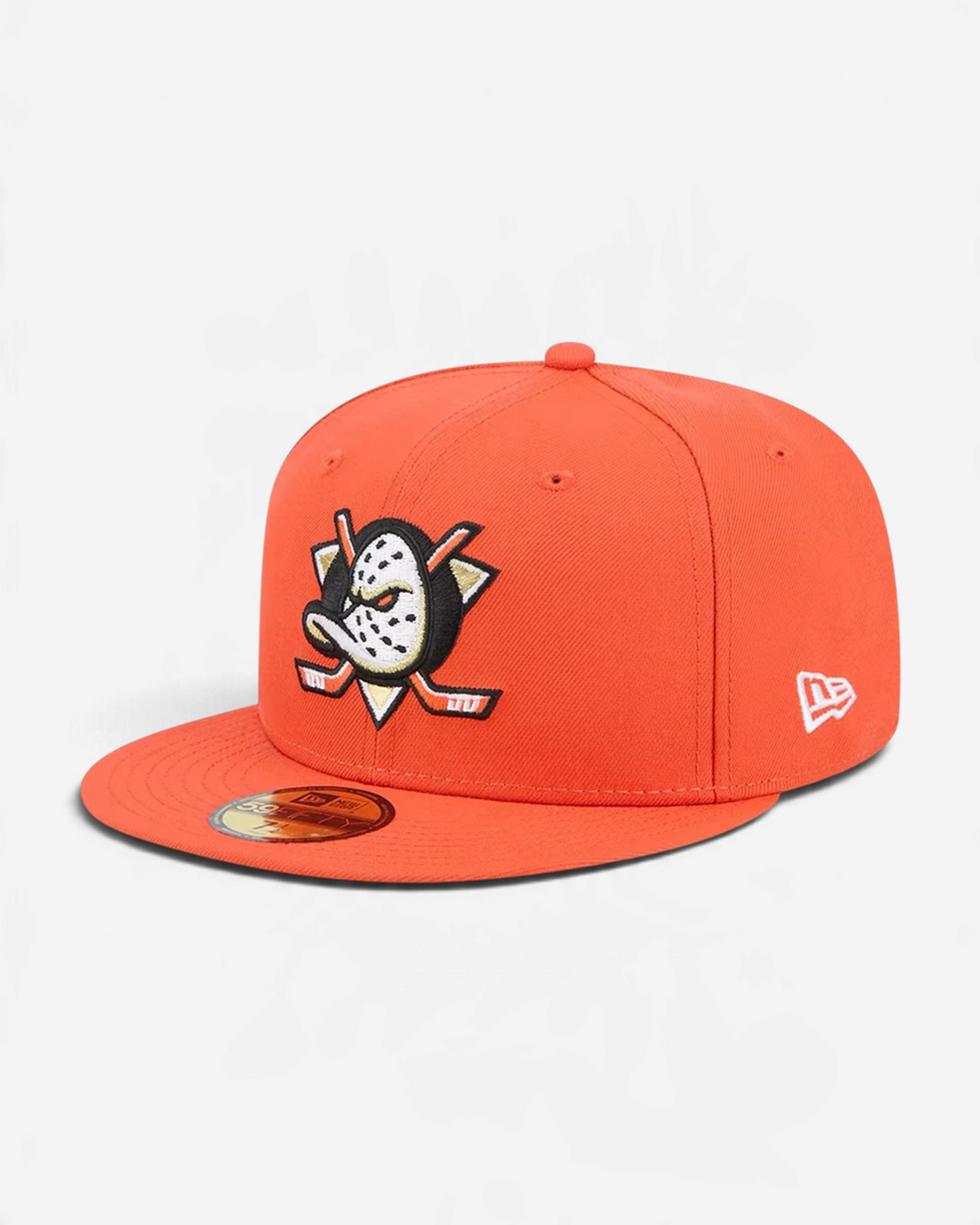 Astrofat orange Anaheim Ducks 59FIFTY fitted cap with embroidered team logo and flat visor