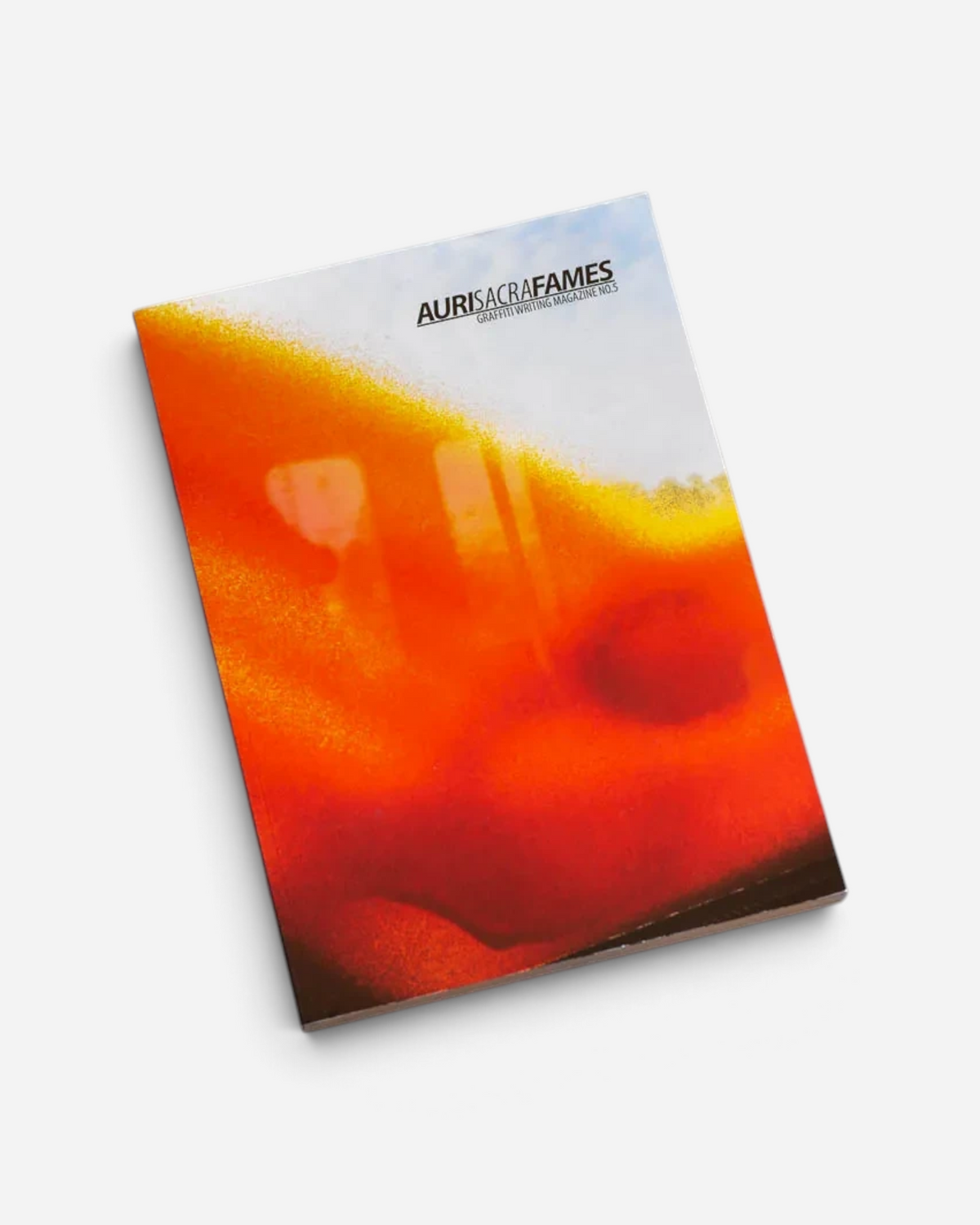 Astrofat Auri Sacra Fames No.5 graffiti magazine featuring a vibrant orange and red abstract cover design.
