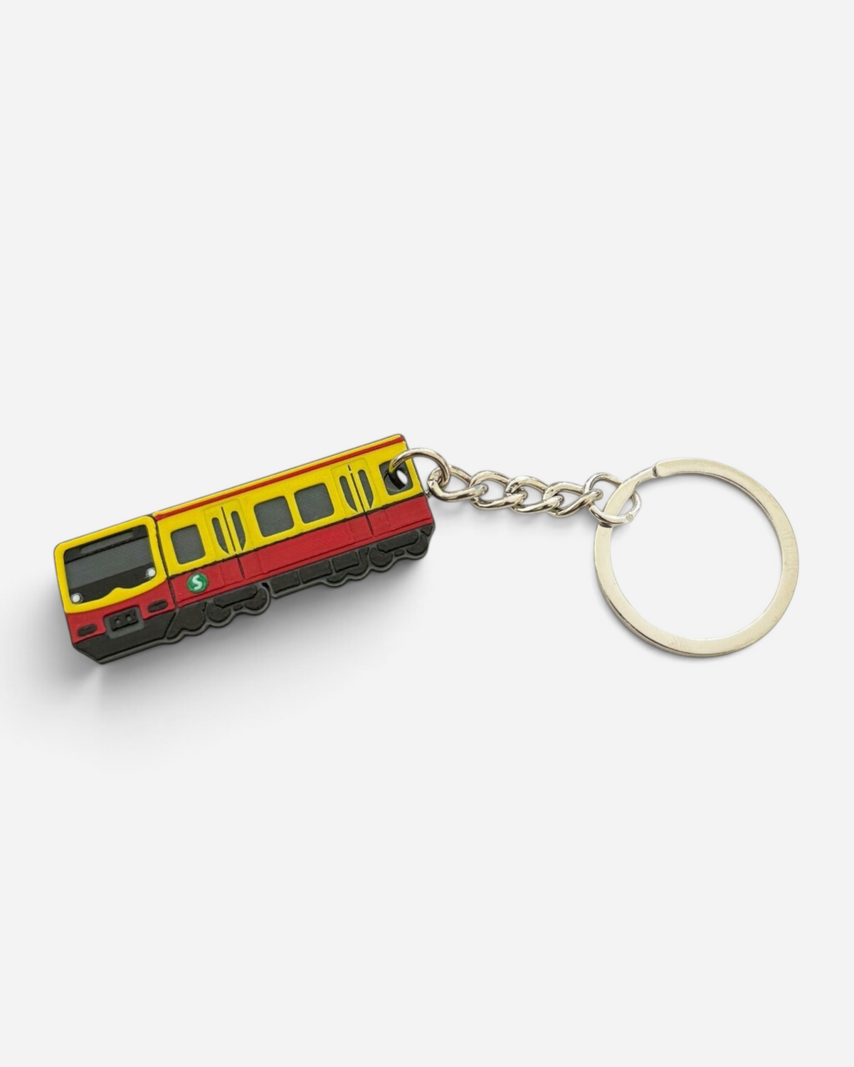 Astrofat Berlin S-Bahn train keychain featuring the iconic yellow and red livery, 4cm long FDM printed design.
