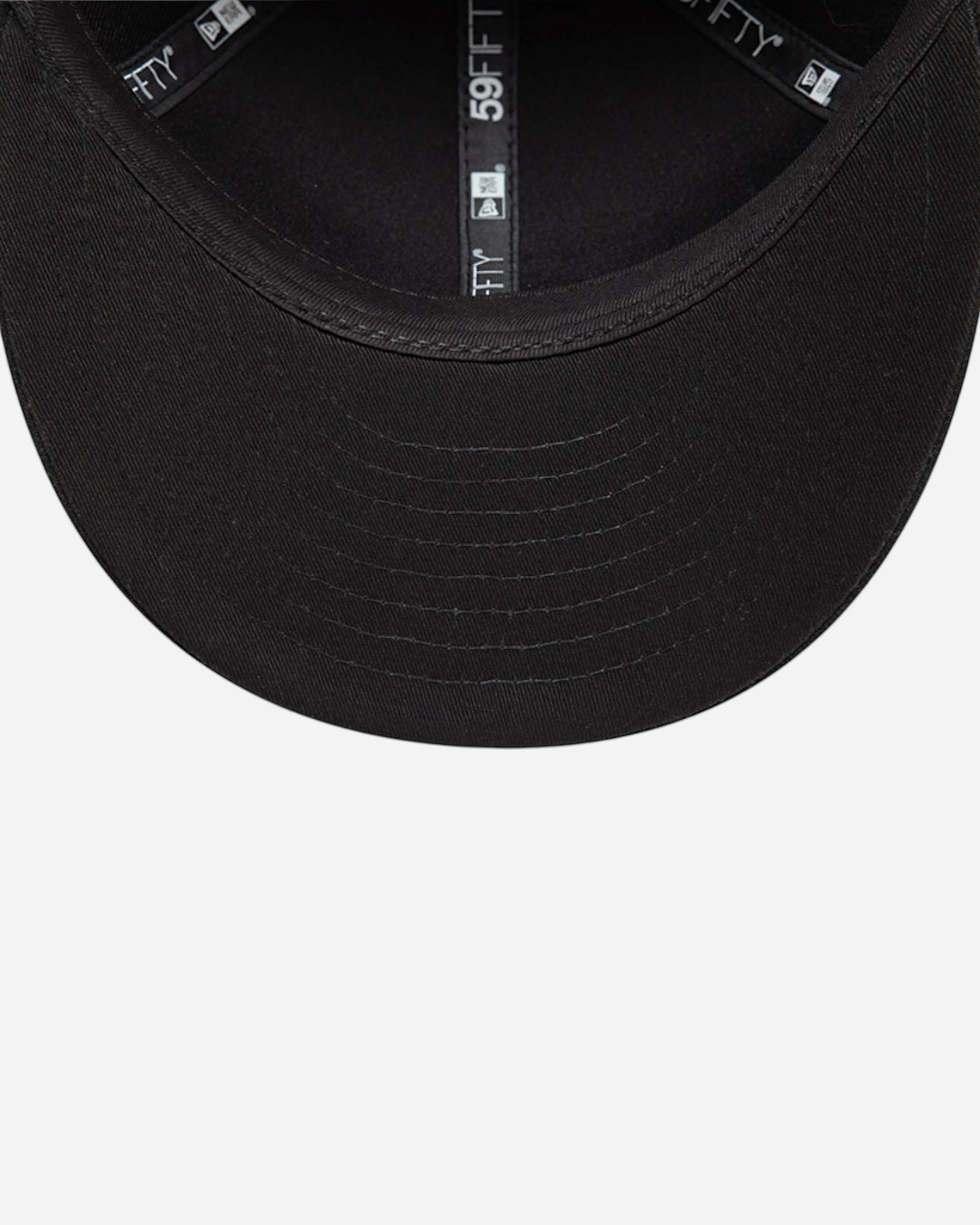 Astrofat black 59FIFTY low profile cap with metallic badge detail and flat visor.