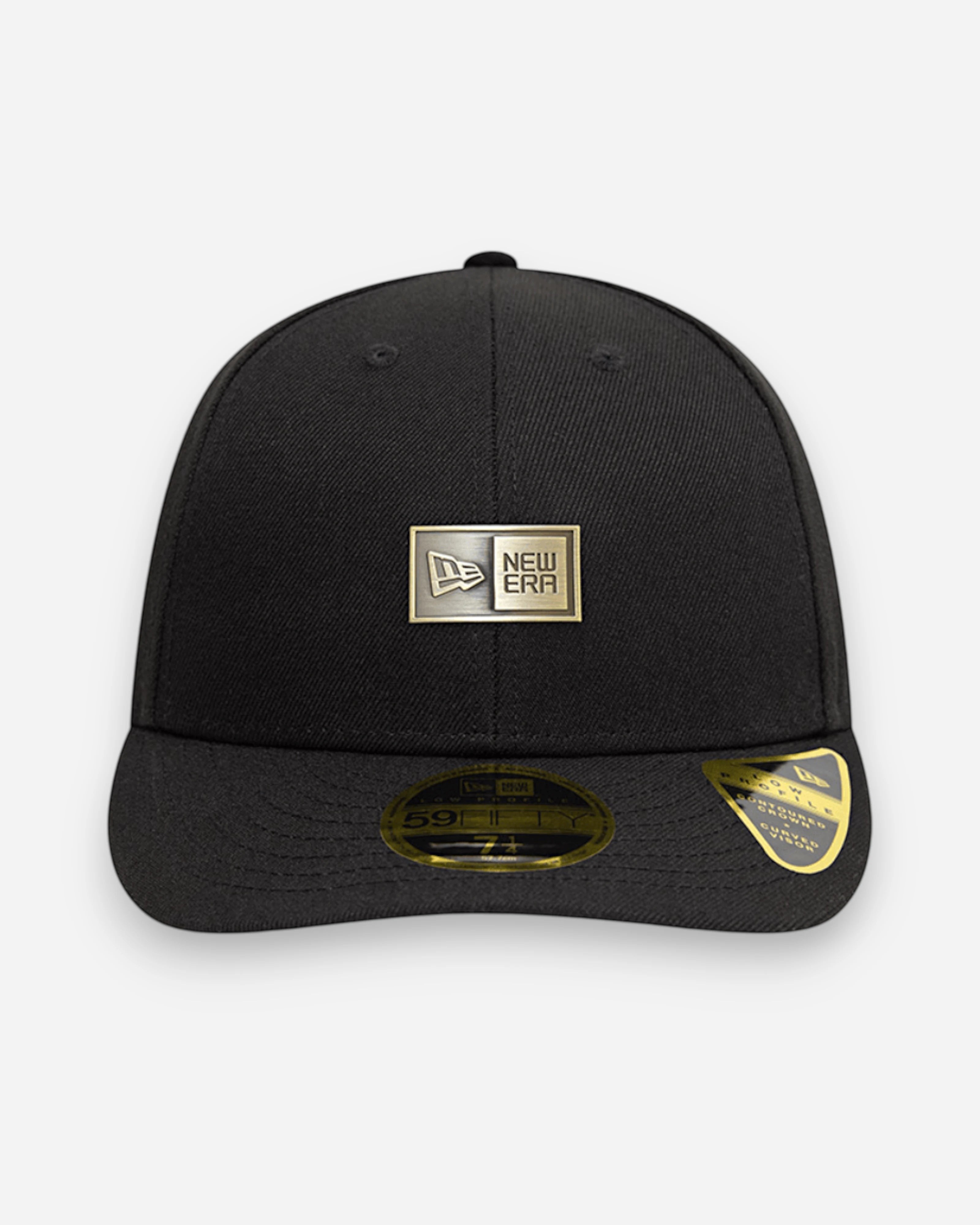 Astrofat black 59FIFTY low profile cap with metallic New Era badge on the front and flat visor.