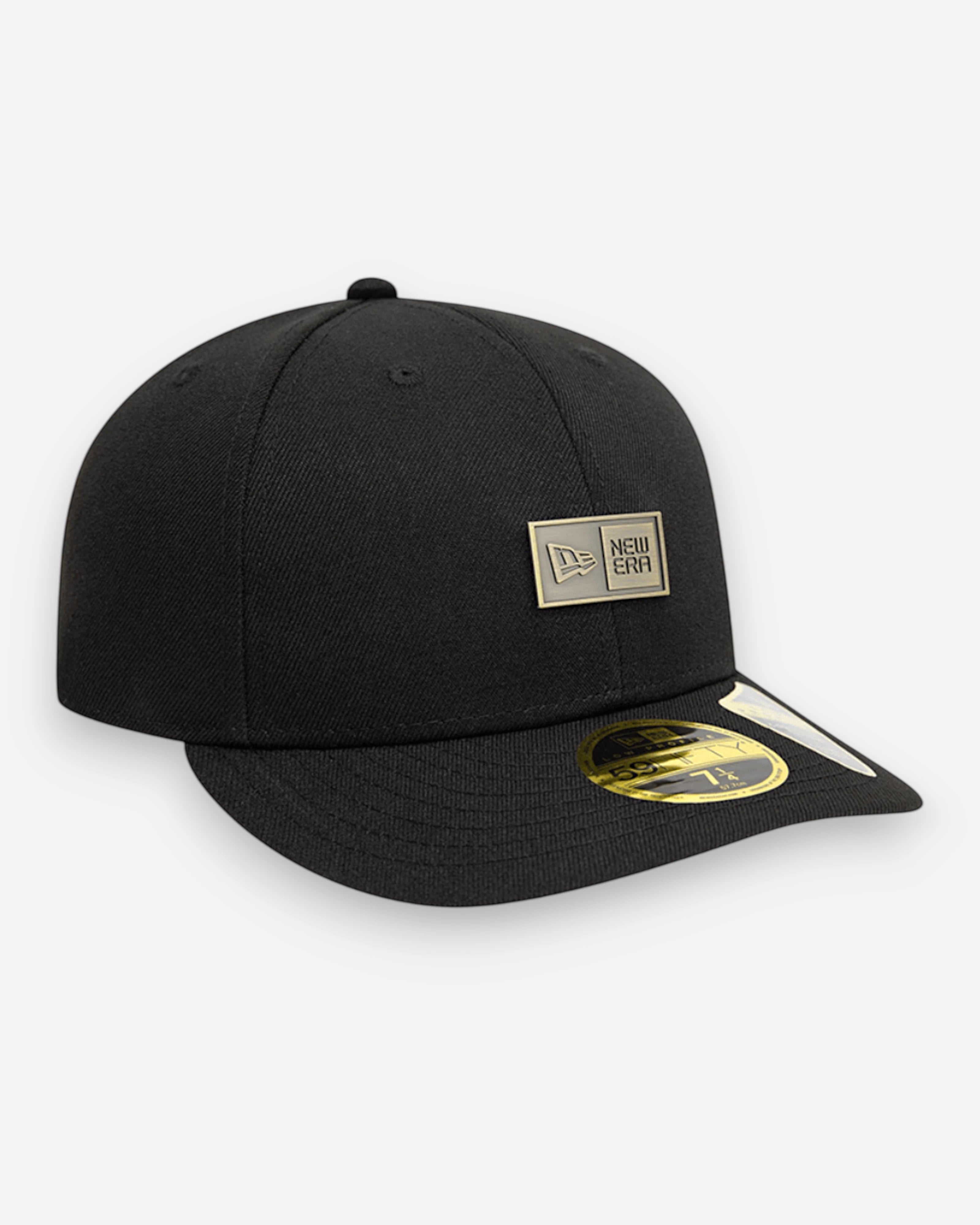 Astrofat black 59FIFTY low profile cap with a metallic New Era badge on the front and a flat visor.
