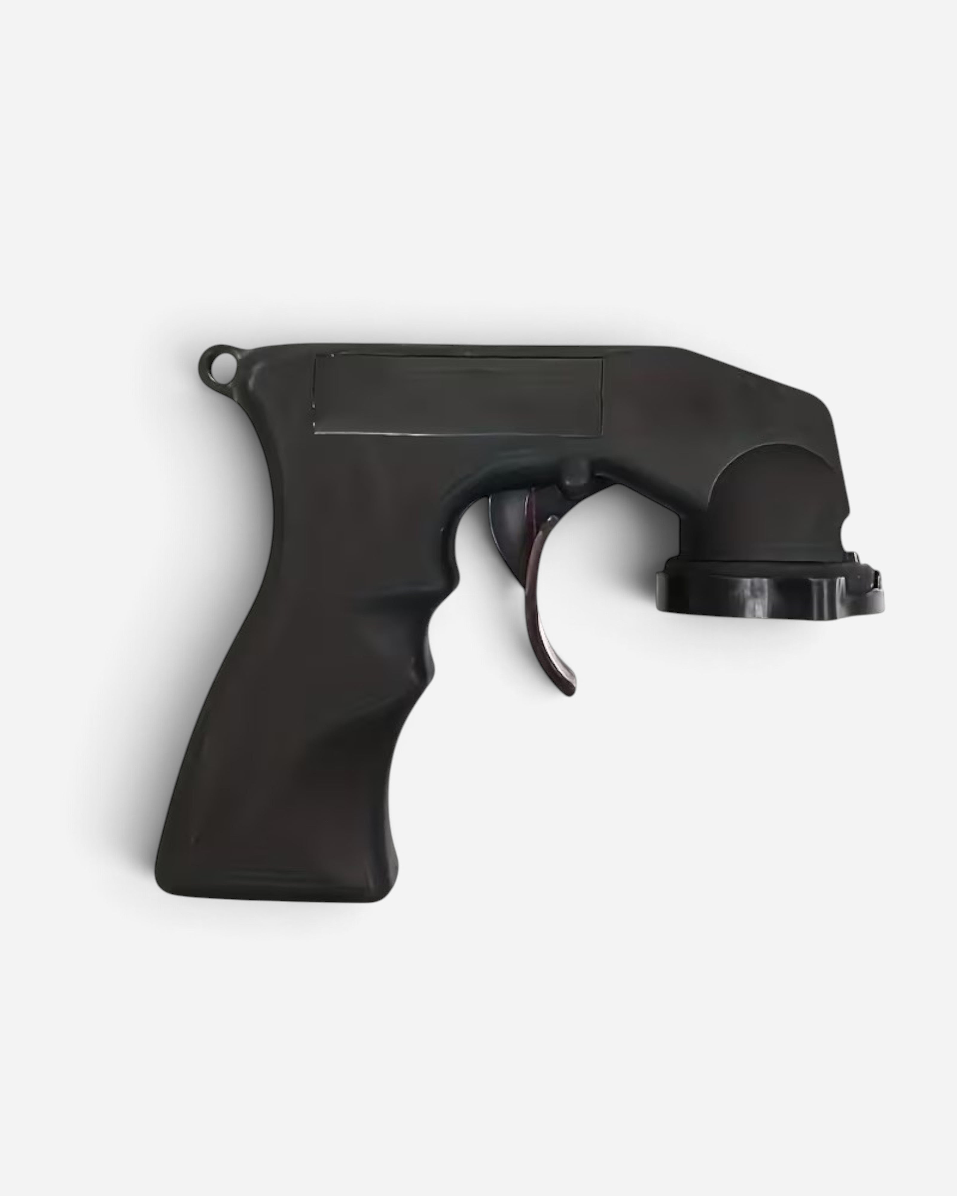 Astrofat black plastic spray gun adapter for aerosol cans, designed for comfortable large-scale painting sessions.