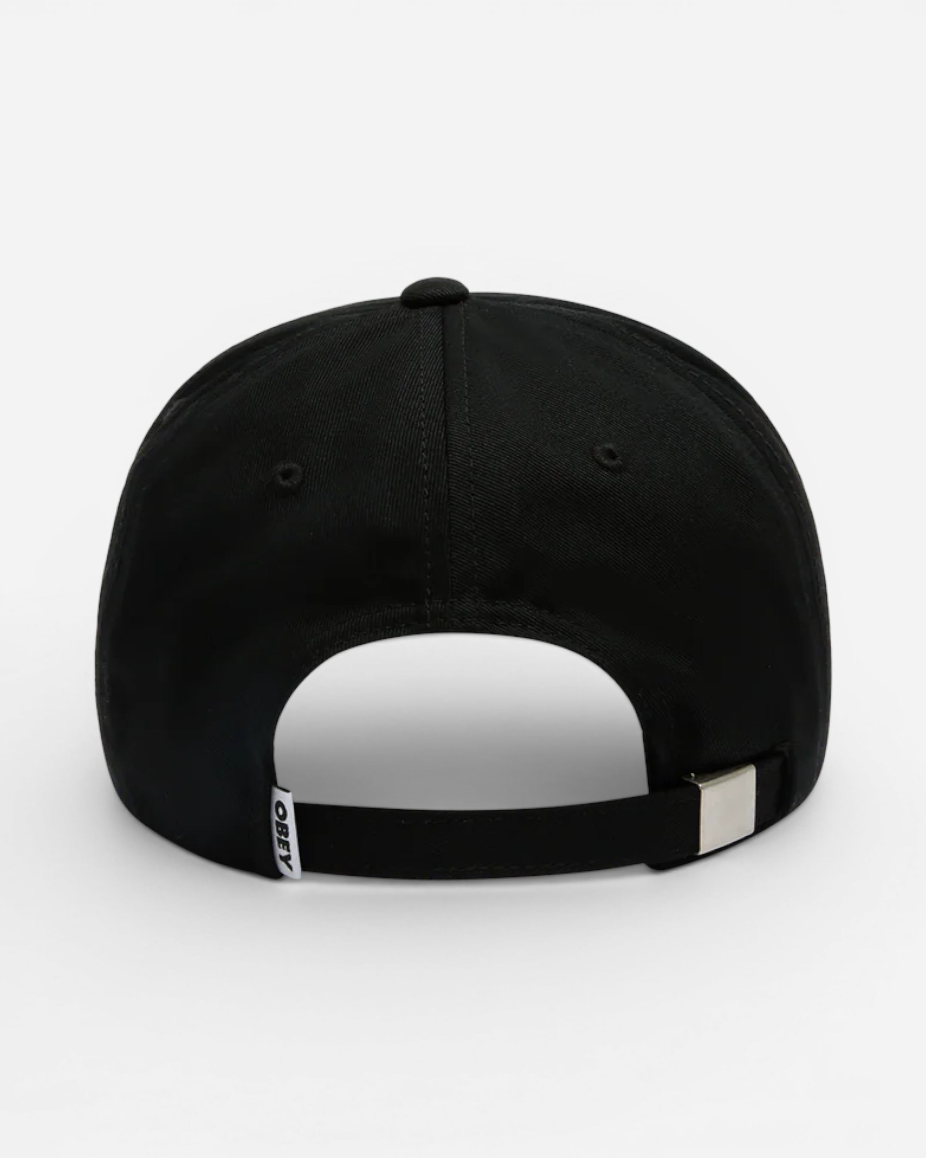 Astrofat black 5-panel twill baseball cap with a structured crown, pre-curved brim, and adjustable snapback closure.