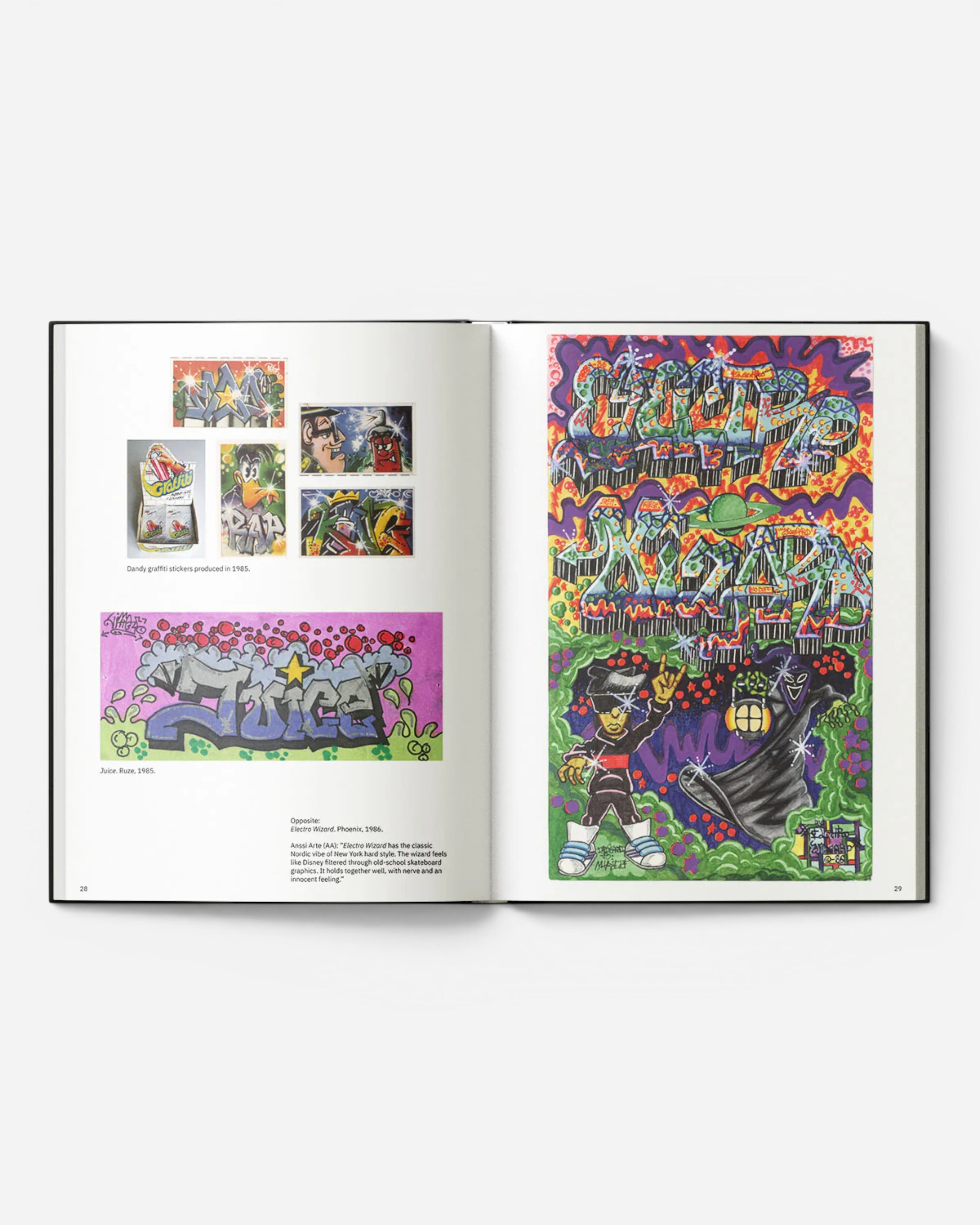 Astrofat Blackbook Legacy TSC x NSA book featuring graffiti art and sketches from Sweden. Includes stickers, graffiti pieces, and character art.