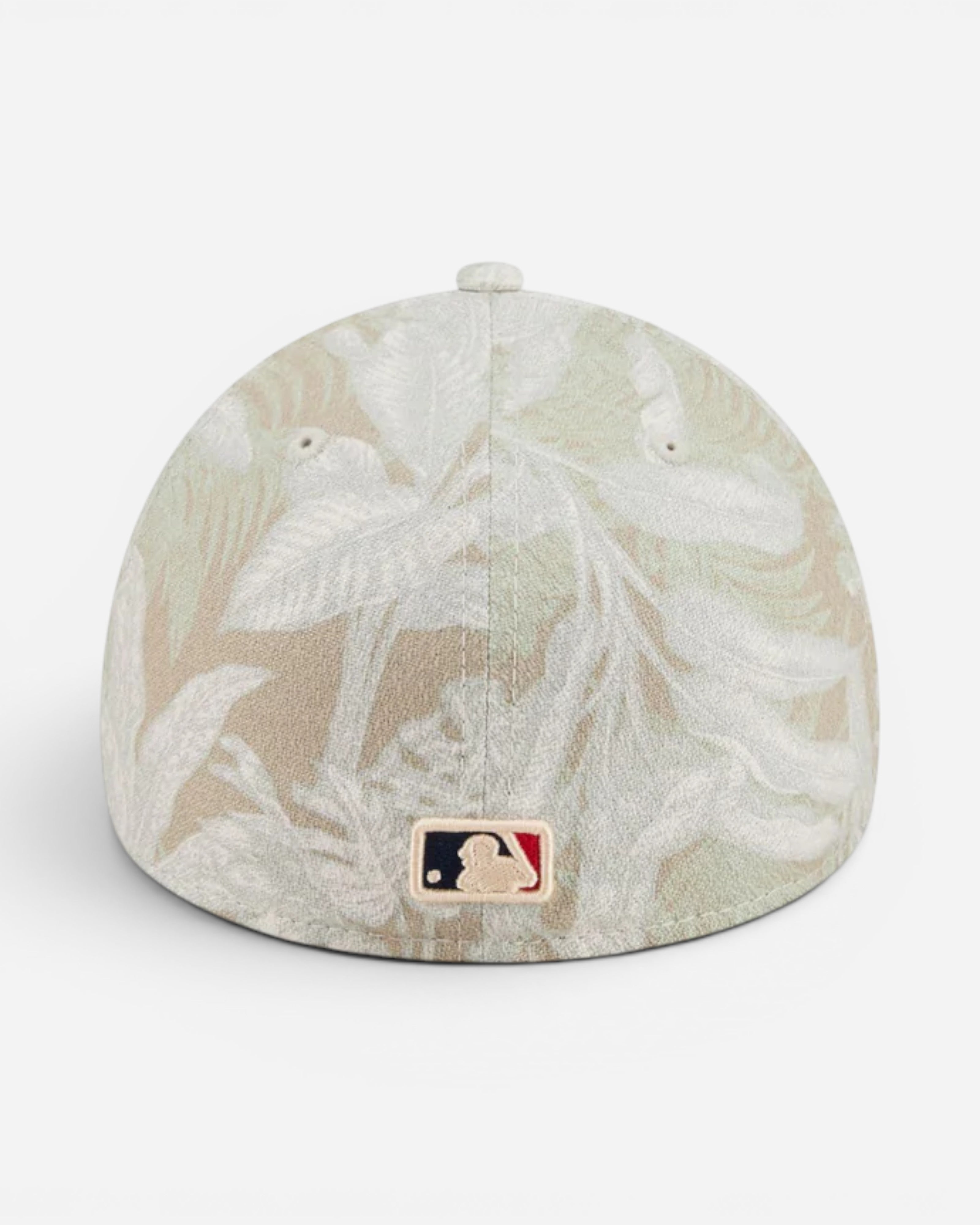 Astrofat Boston Red Sox 59FORTY A-Frame fitted cap with a leafy palm print in beige and white.