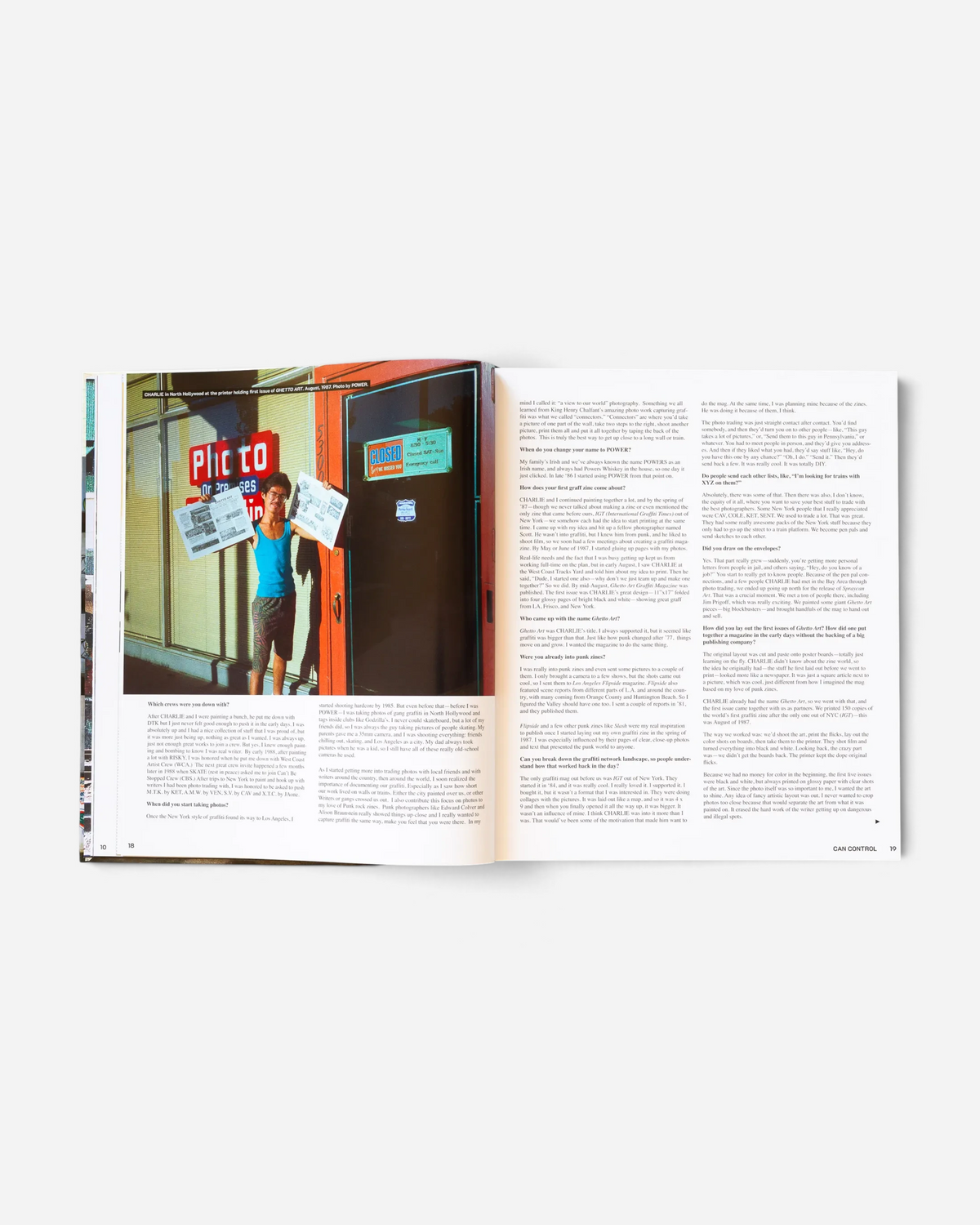 Astrofat Can Control Magazine The Complete Archives 1987–1995 open hardcover book showing historical graffiti photos