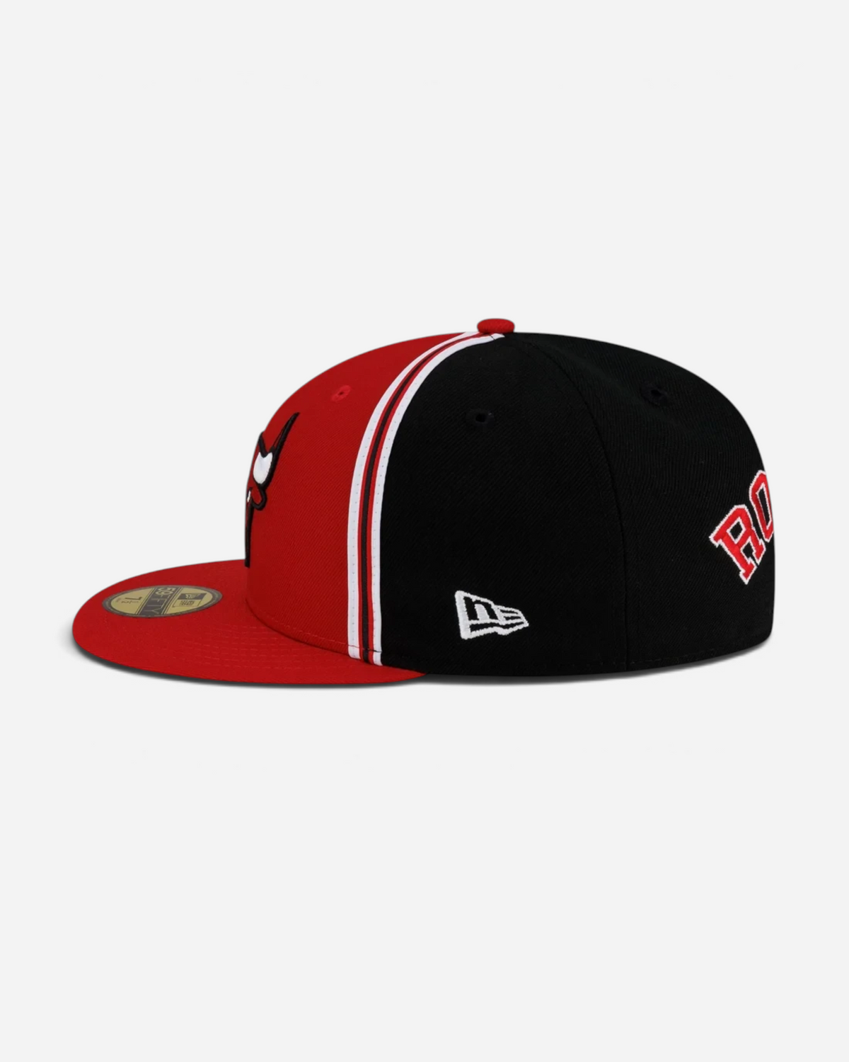 Astrofat 59FIFTY Chicago Bulls Dennis Rodman fitted cap in red and black with flat visor and embroidered side logo.