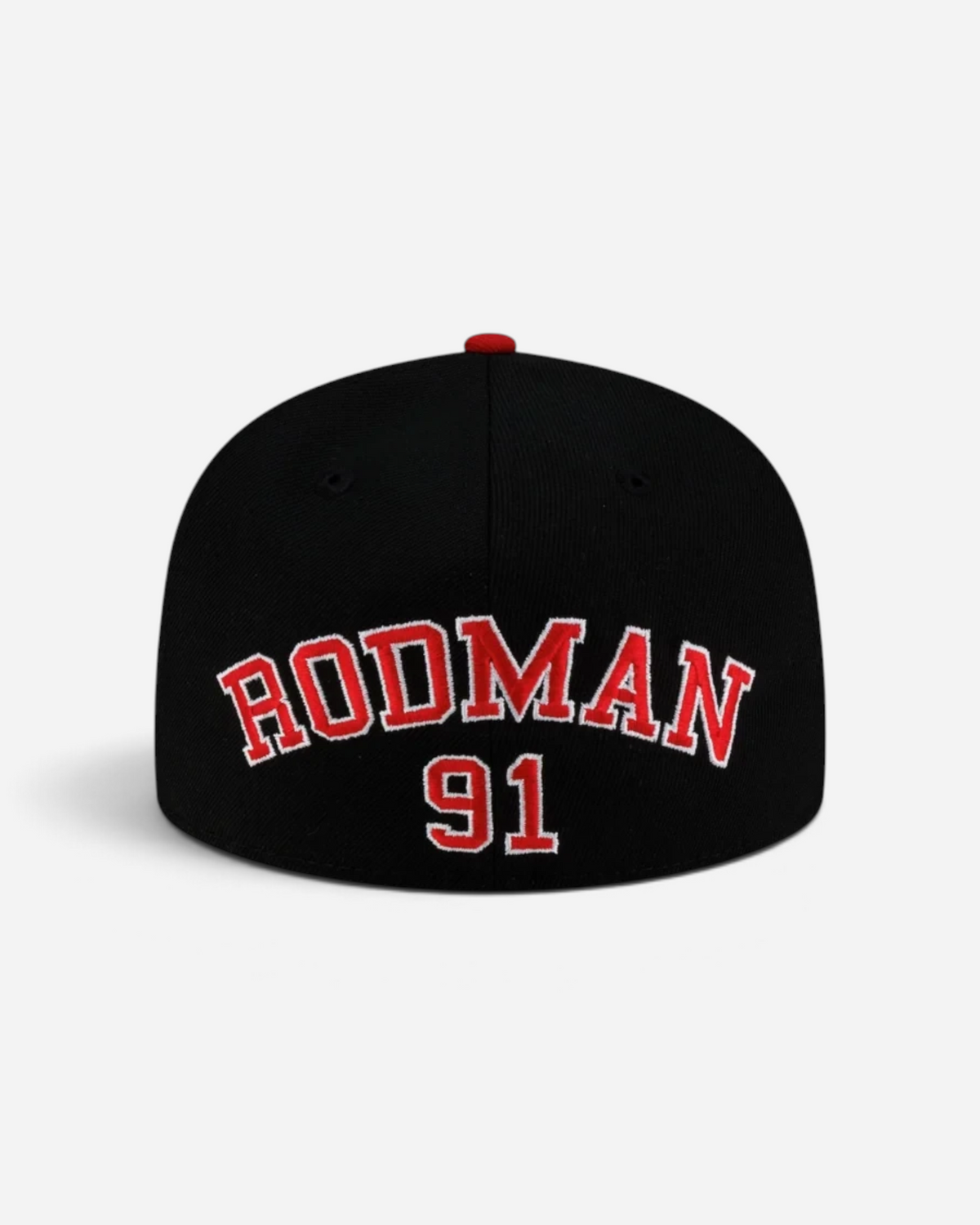 Astrofat 59FIFTY Chicago Bulls Dennis Rodman fitted cap in black with red embroidered lettering and number 91