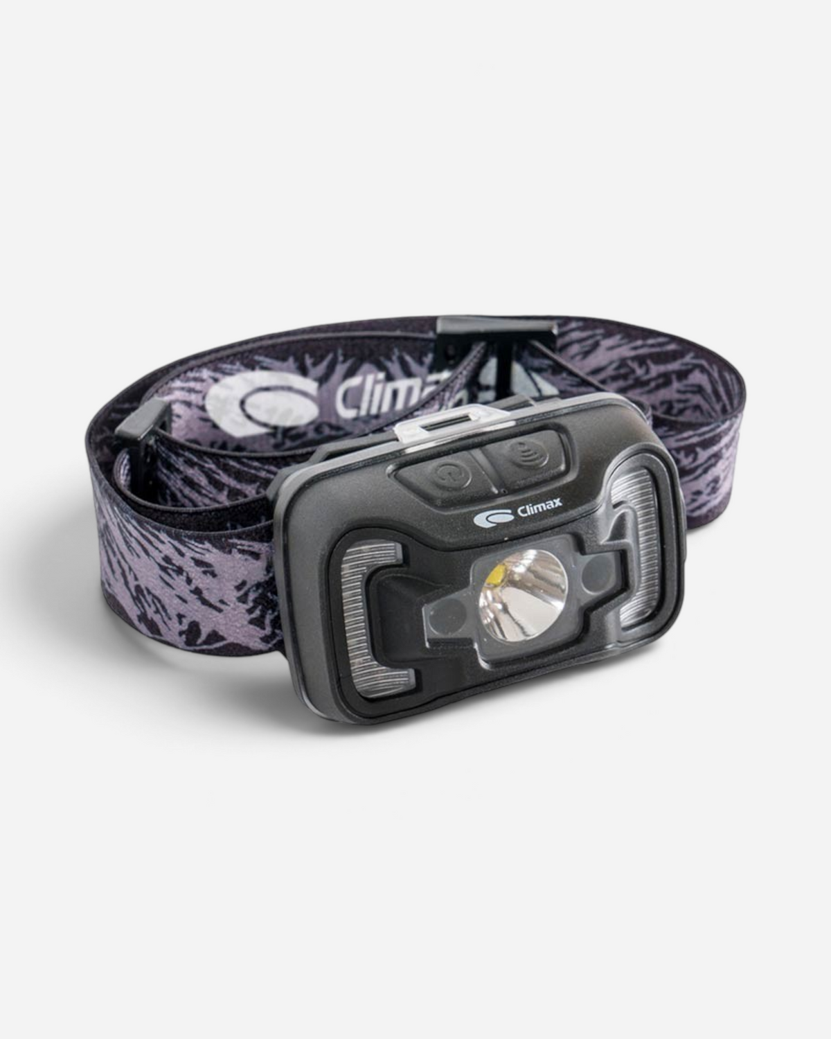 Astrofat Climax Vision LED headlamp with adjustable patterned strap, featuring CREE XPG and COB lights for work use.