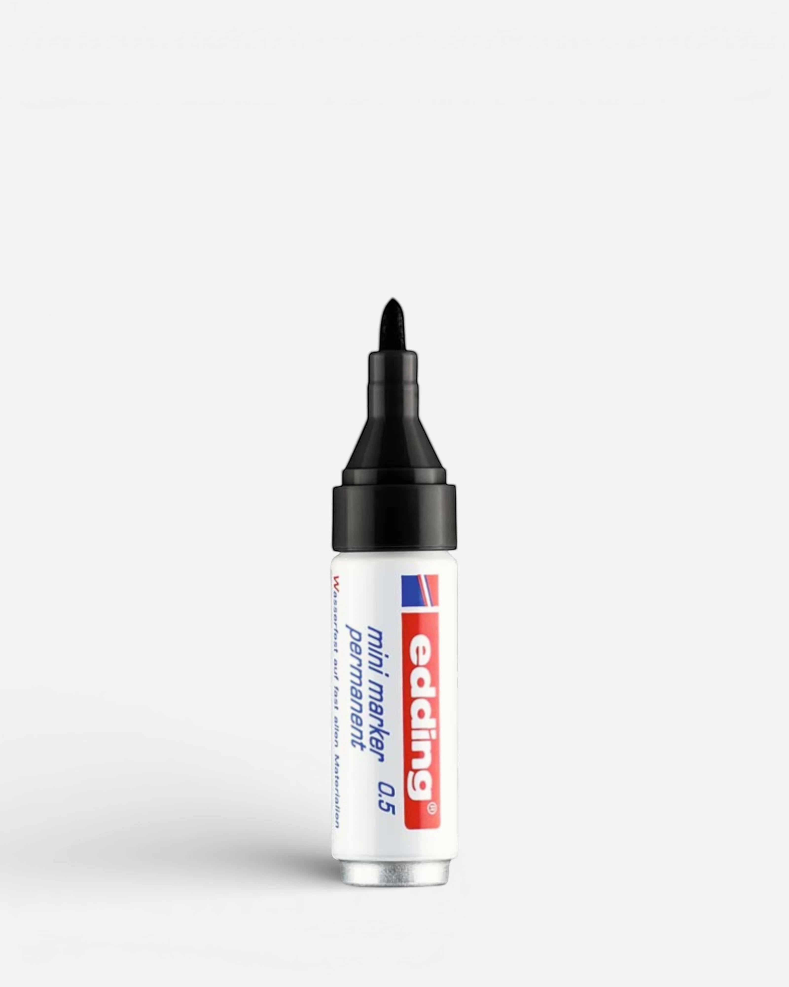 Astrofat Edding mini permanent marker 0.5 with black cap and white barrel, waterproof and quick-drying.
