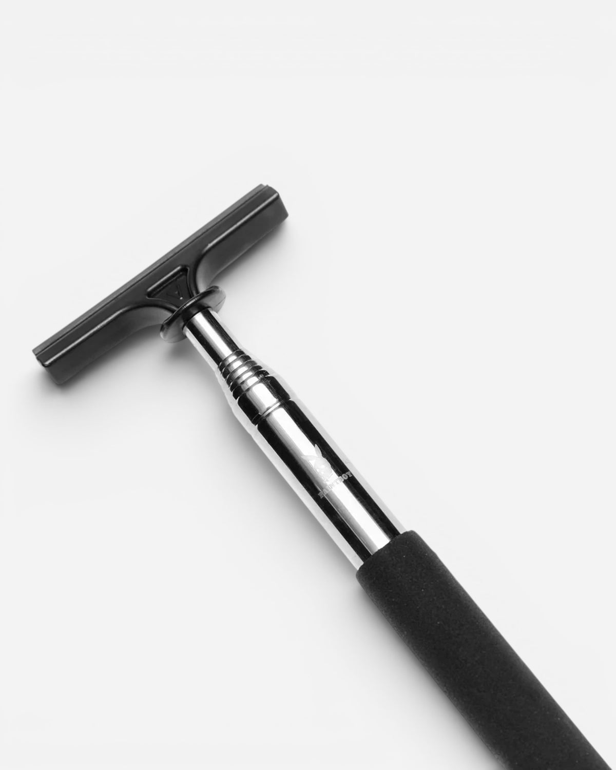 Astrofat extendable sticker pole with a black T-shaped head, chrome telescopic shaft, and comfortable foam grip handle.