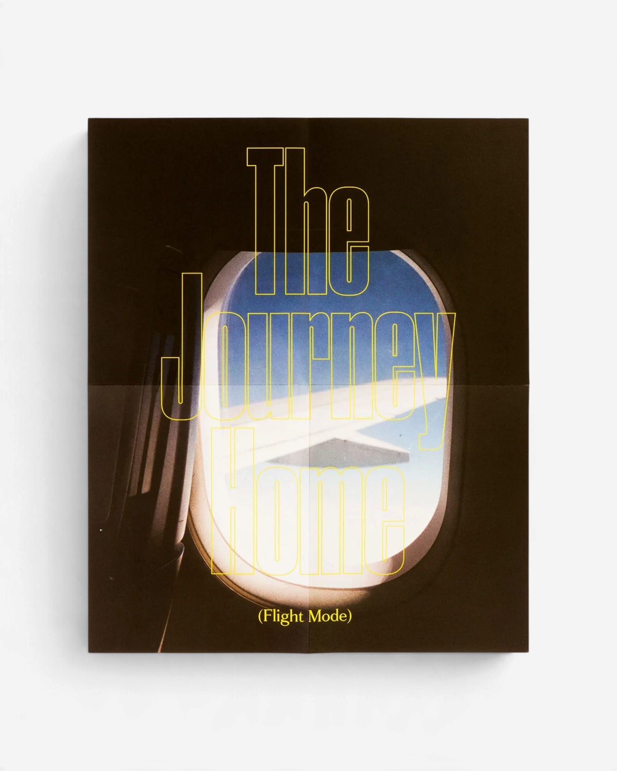 Astrofat Flight Mode 4 The Journey Home book cover featuring an airplane window view with yellow bold typography