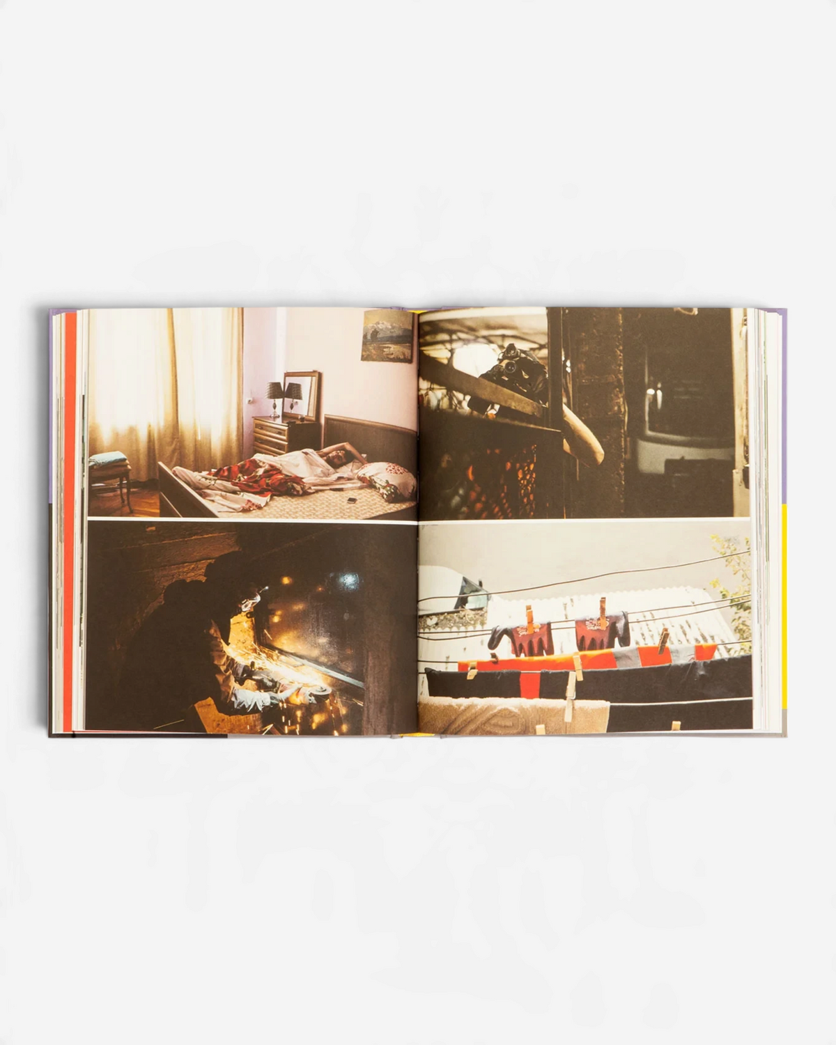 Astrofat Flight Mode 4 book open to a page featuring collage photography of graffiti artists and urban scenes
