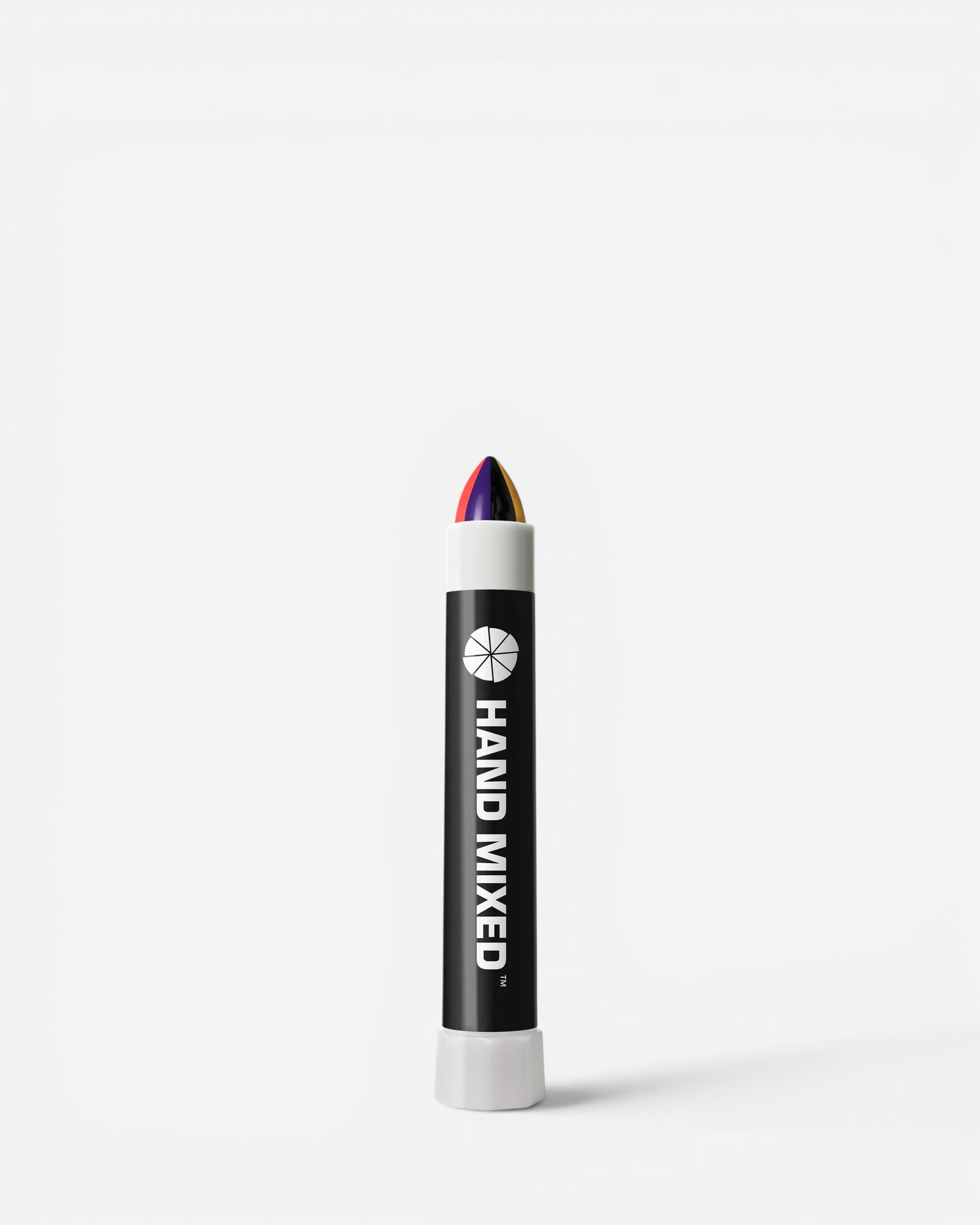 Astrofat HAND MIXED solid paint marker in Inferno colorway featuring a multi-colored tip on a black cylindrical body