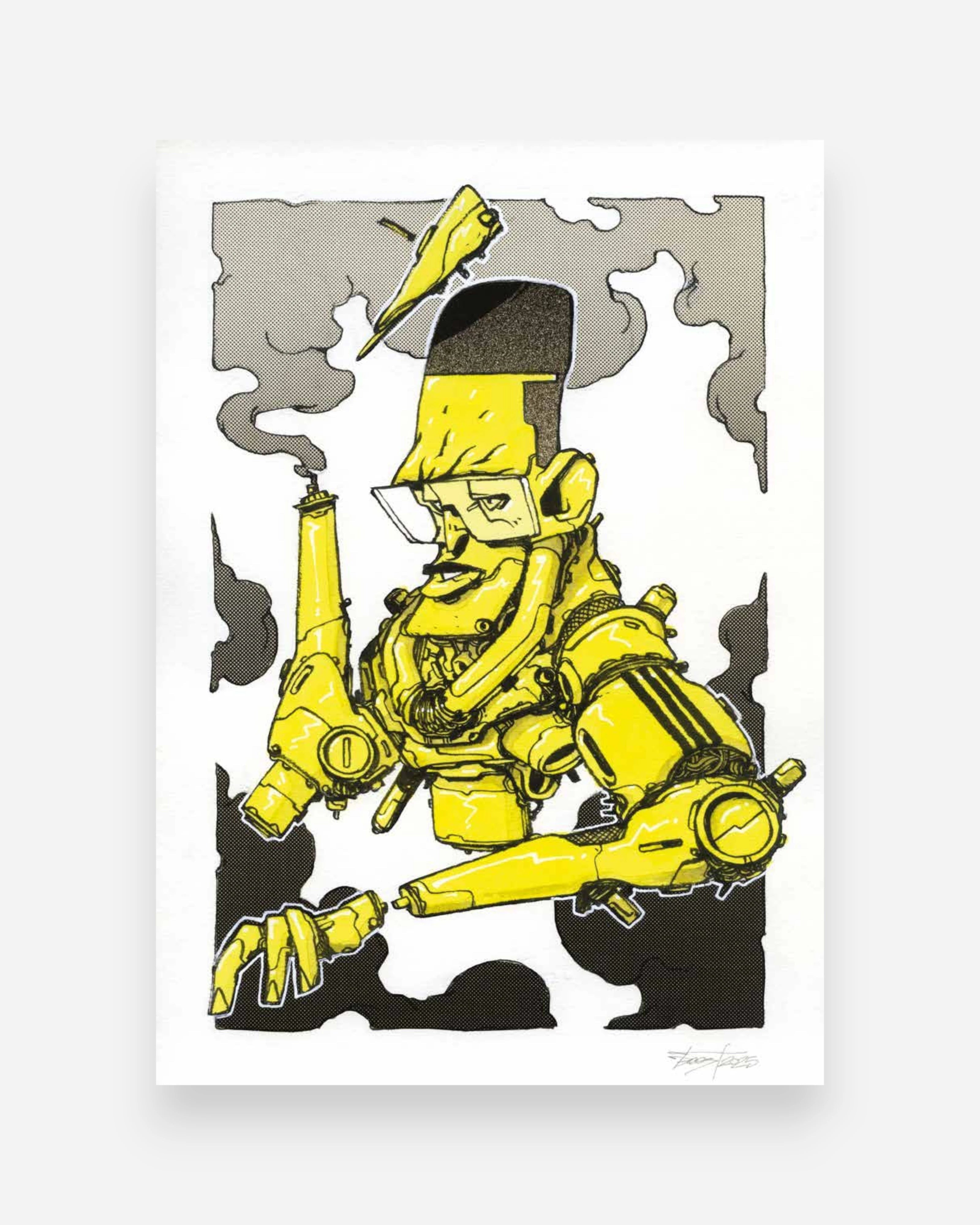 Astrofat PUPPETS: 30 Italian Masters Of Hip Hop Characters Vol.1 book cover art featuring a yellow robot character with glasses and a black hat.