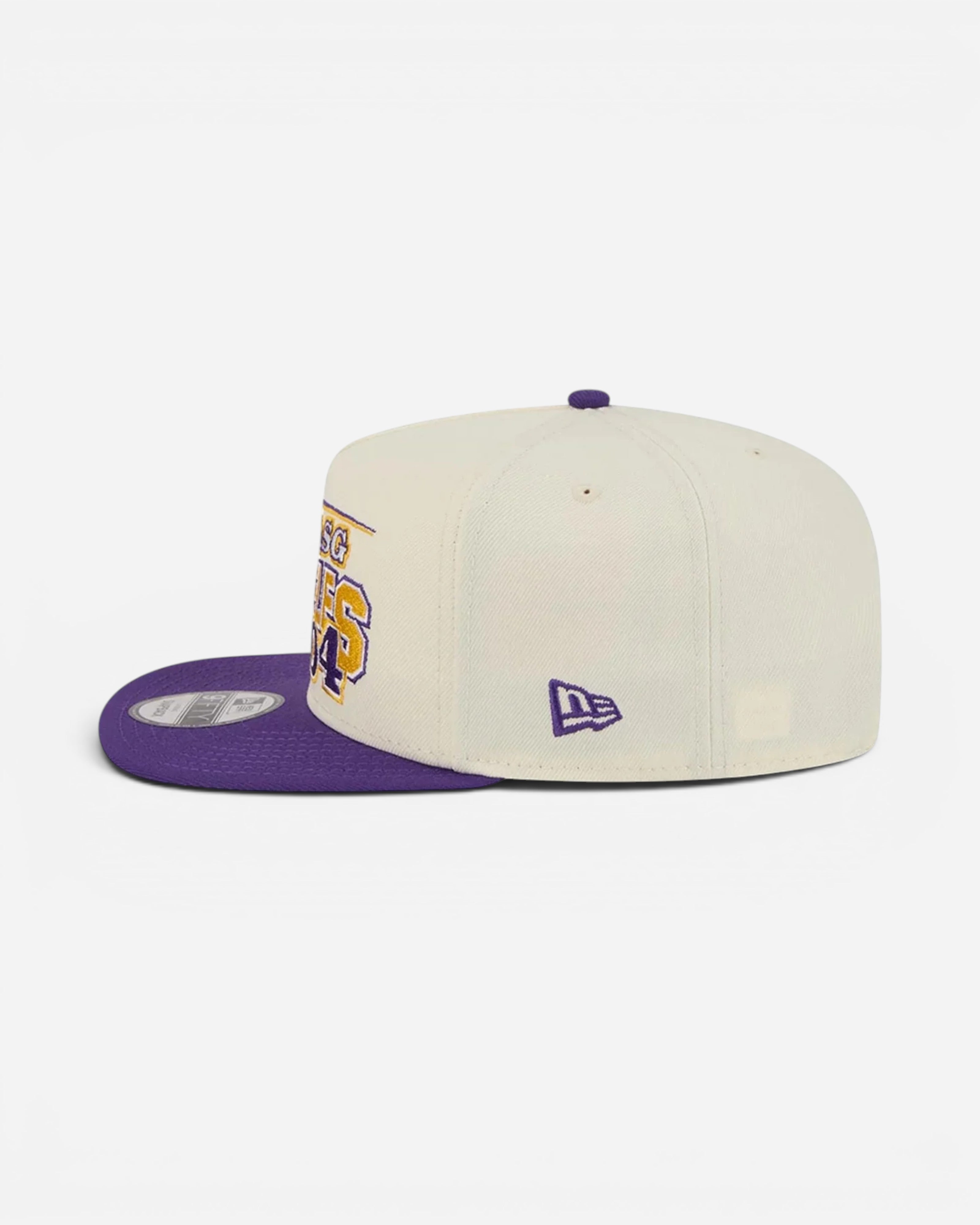 Astrofat 9FIFTY NBA Hardwood Classic All Star Game Los Angeles Lakers cream and purple snapback hat.