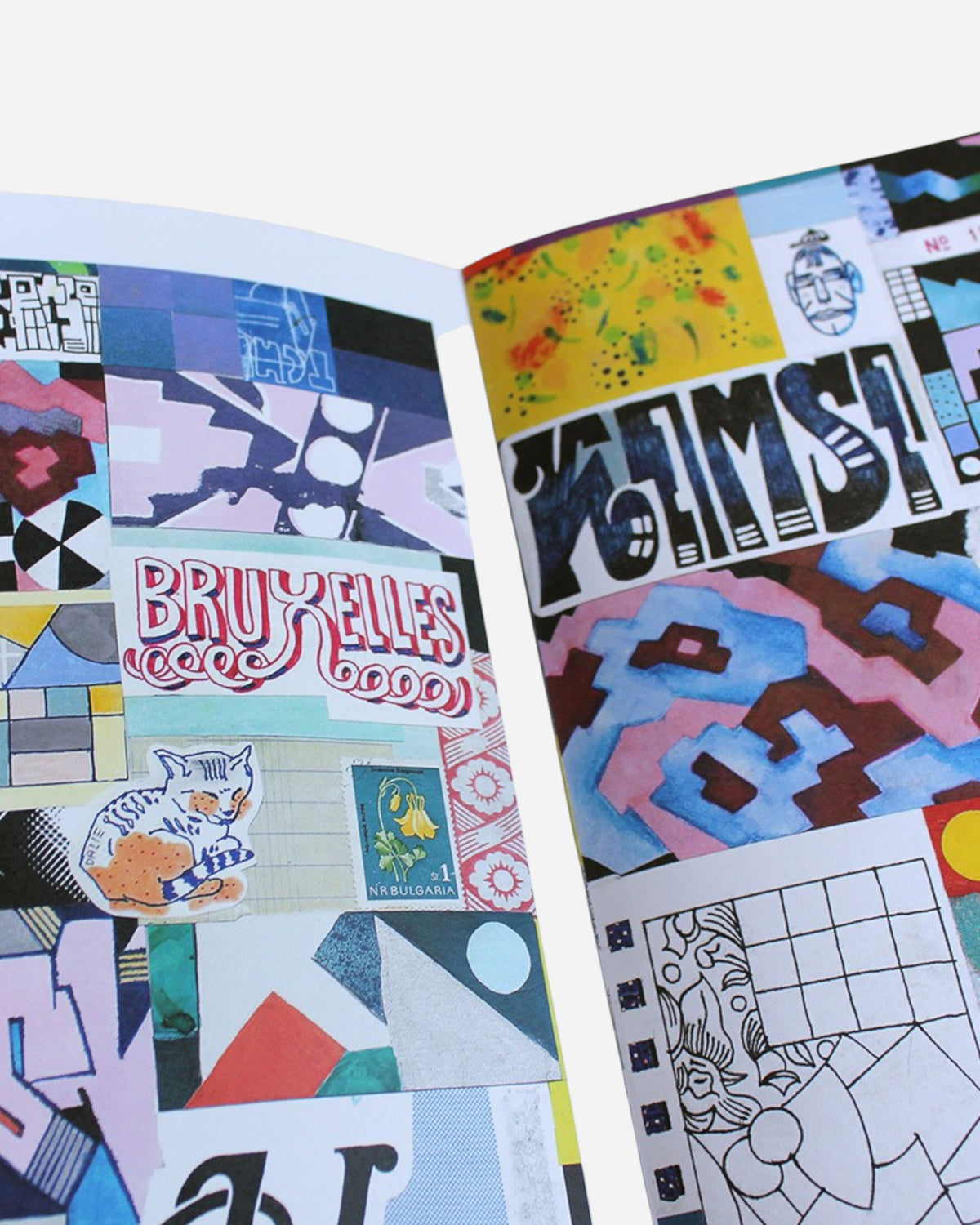Astrofat Marek Kemse Retrospective Collection zine featuring colorful collage art with graffiti and graphic patterns.