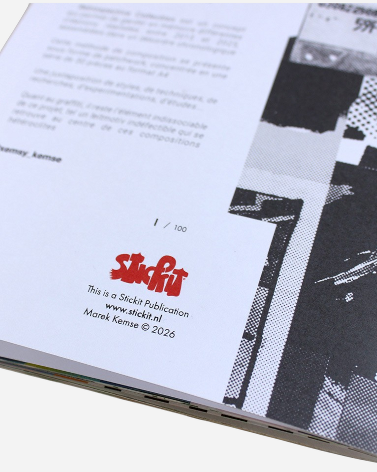 Astrofat Marek Kemse Retrospective Collection zine back cover with black and white collage art and red logo