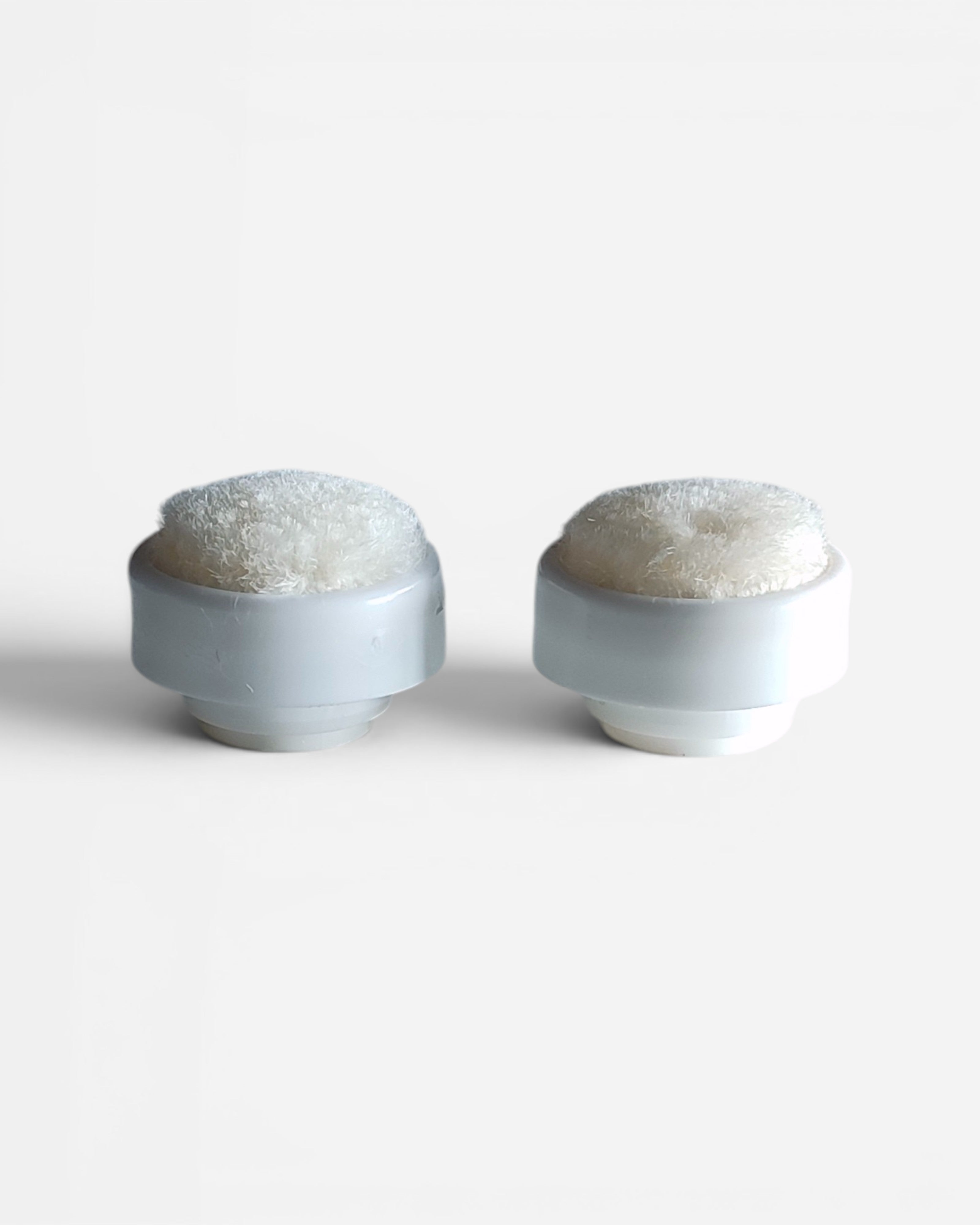 Astrofat set of two white marker tips with fluffy white felt tops, 18mm diameter, made in Germany.