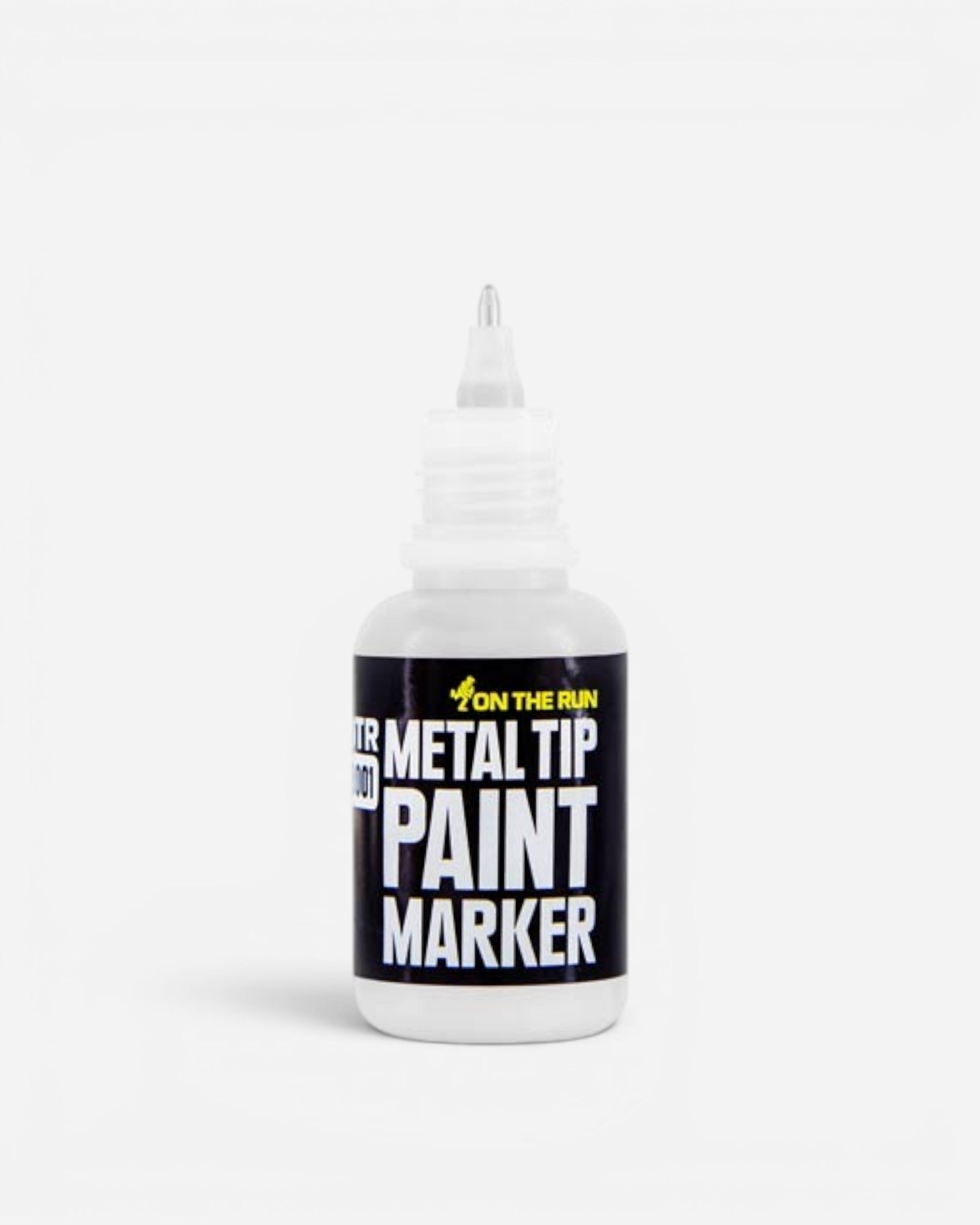 Astrofat OTR.8001 pocket-sized paint marker with a 2mm metal tip and a white squeeze bottle. Features high-coverage, alcohol-based paint.