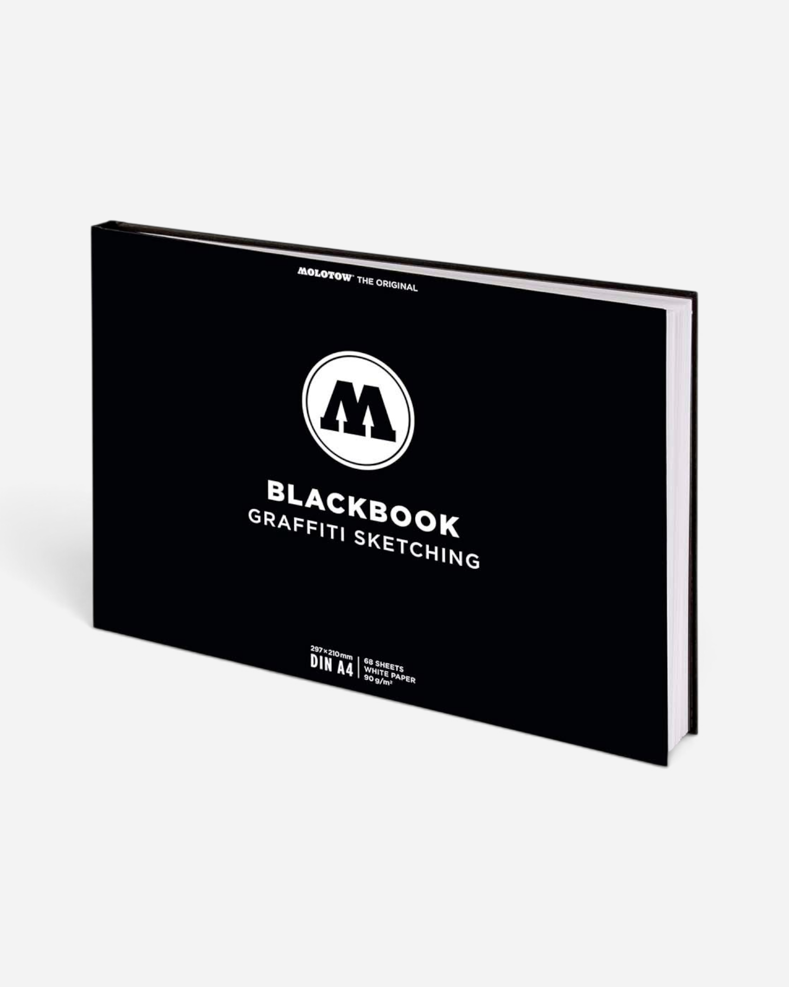 Astrofat Molotow A4 landscape blackbook with a black hard cover and white logo for graffiti sketching