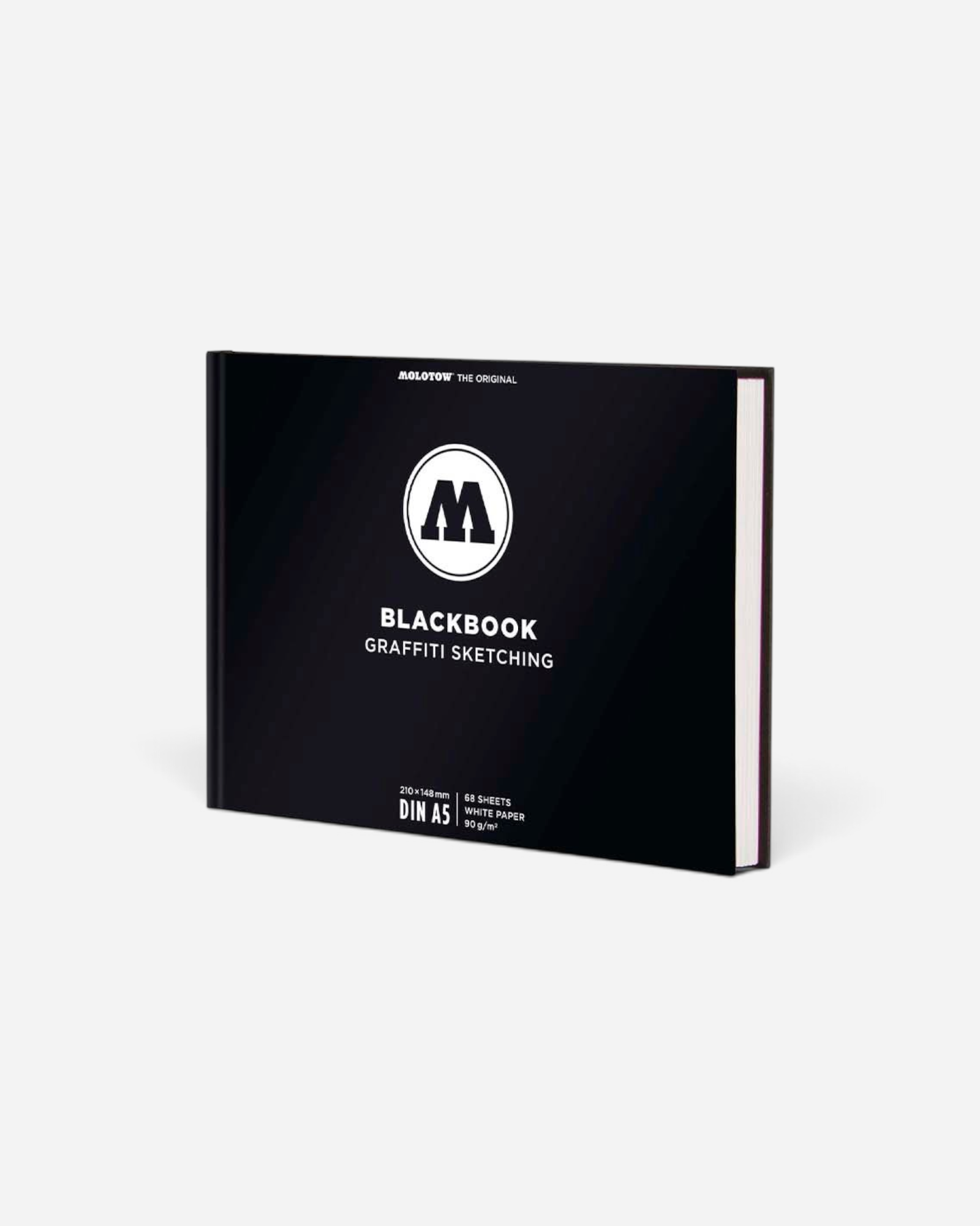 Astrofat Molotow A5 landscape blackbook with a hard cover, featuring a white logo and text on a black background.