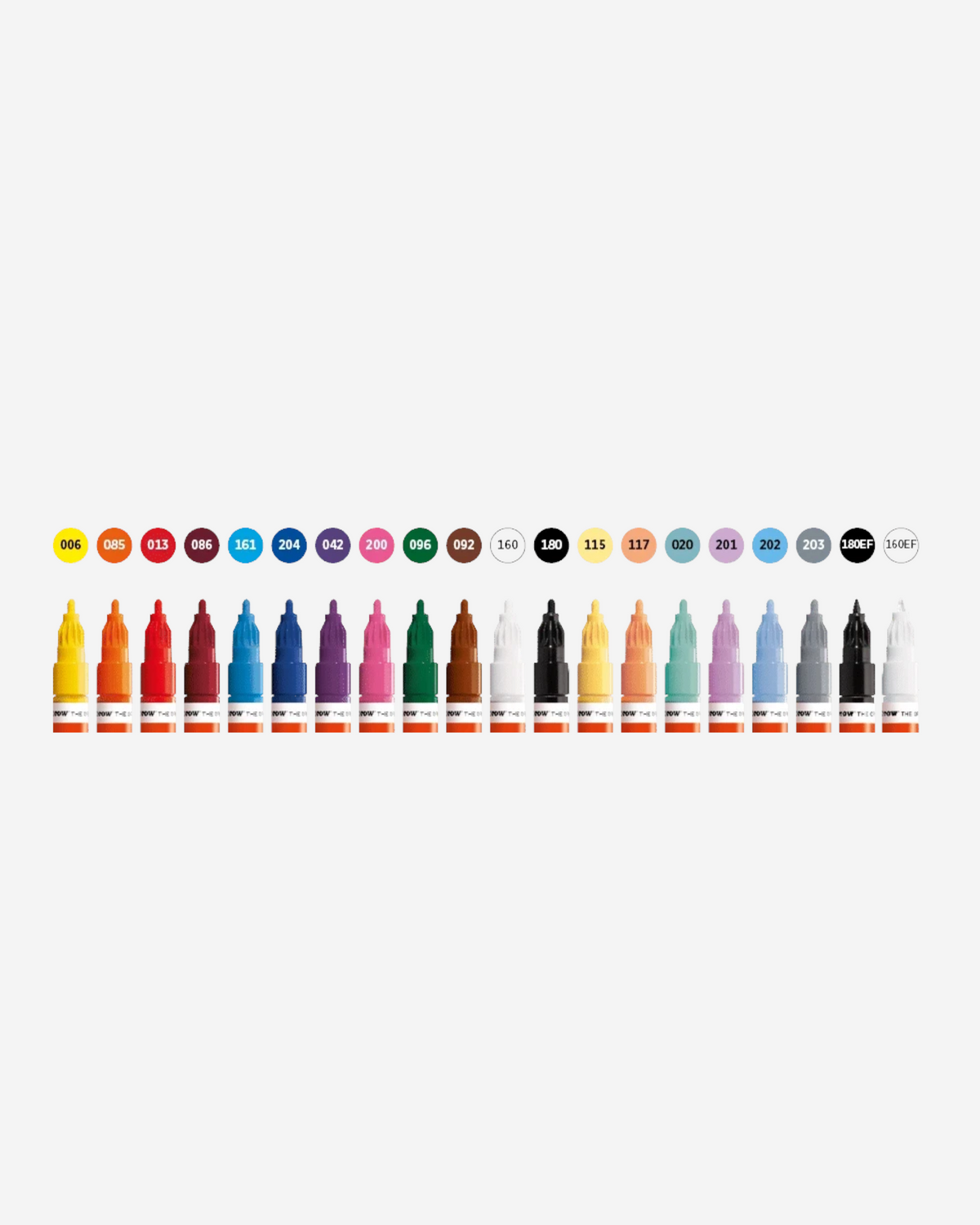 Astrofat Molotow One4All 20-piece acrylic marker set featuring assorted vibrant colors and 1mm and 2mm tips.