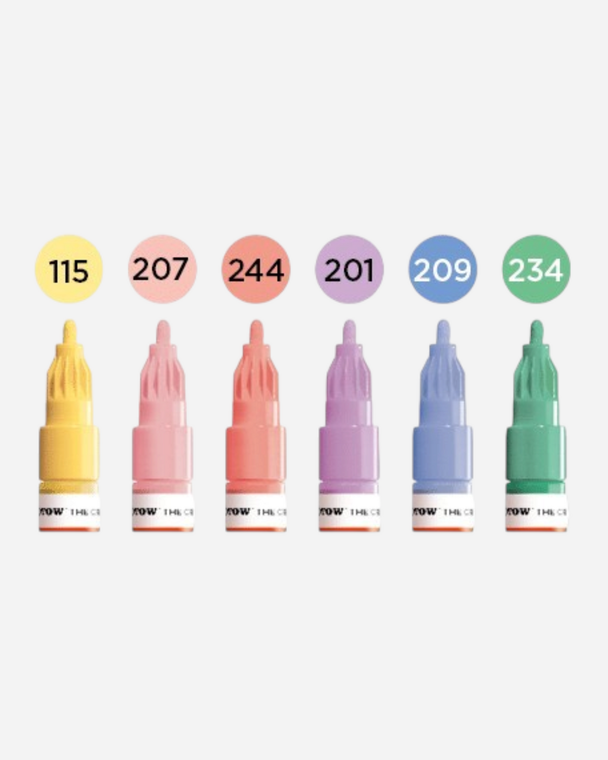 Astrofat Molotow One4All 2mm acrylic marker set featuring six pastel and classic colours with round tips