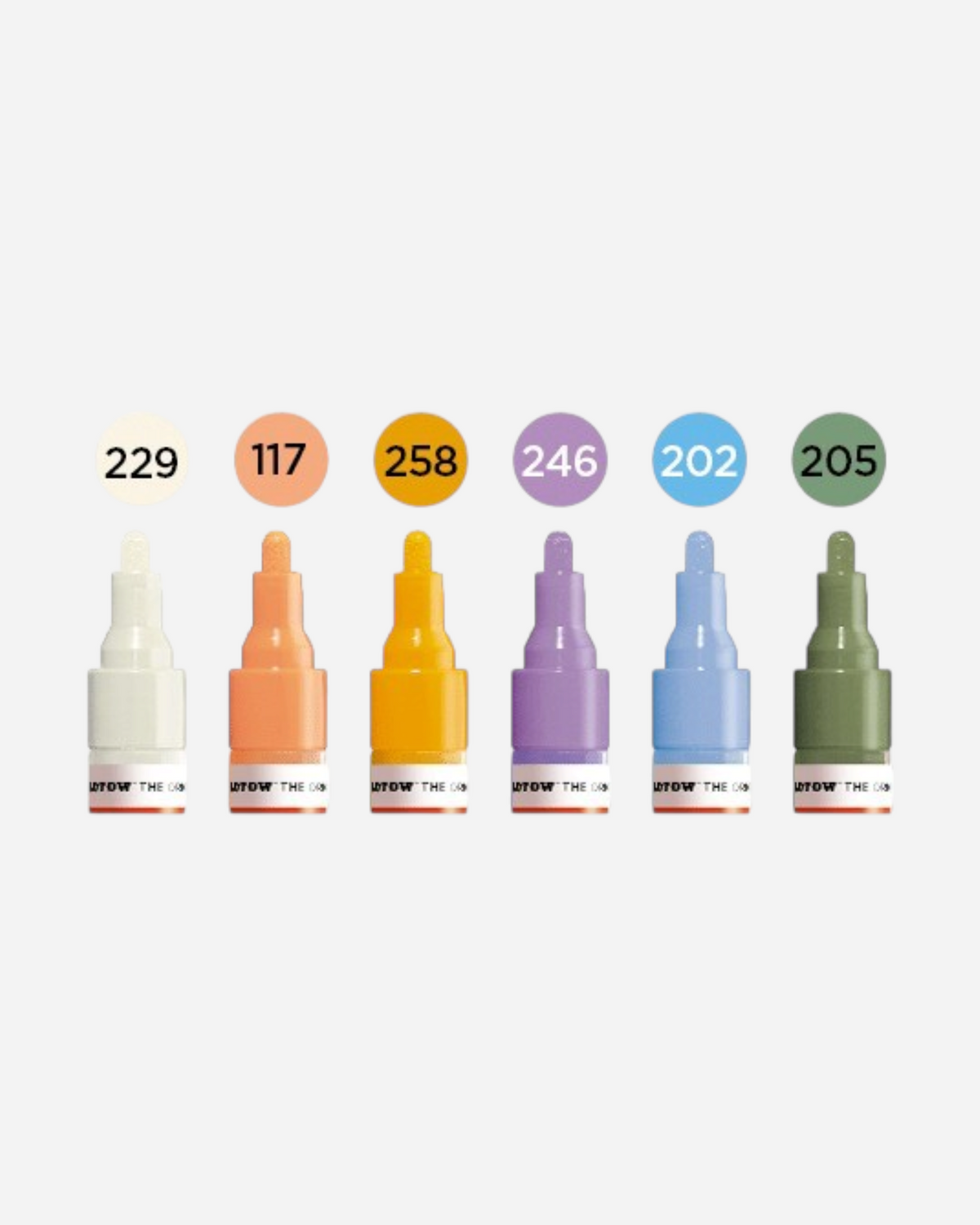 Astrofat set of 6 Molotow One4All acrylic markers in pastel shades with 2mm round tips for various surfaces