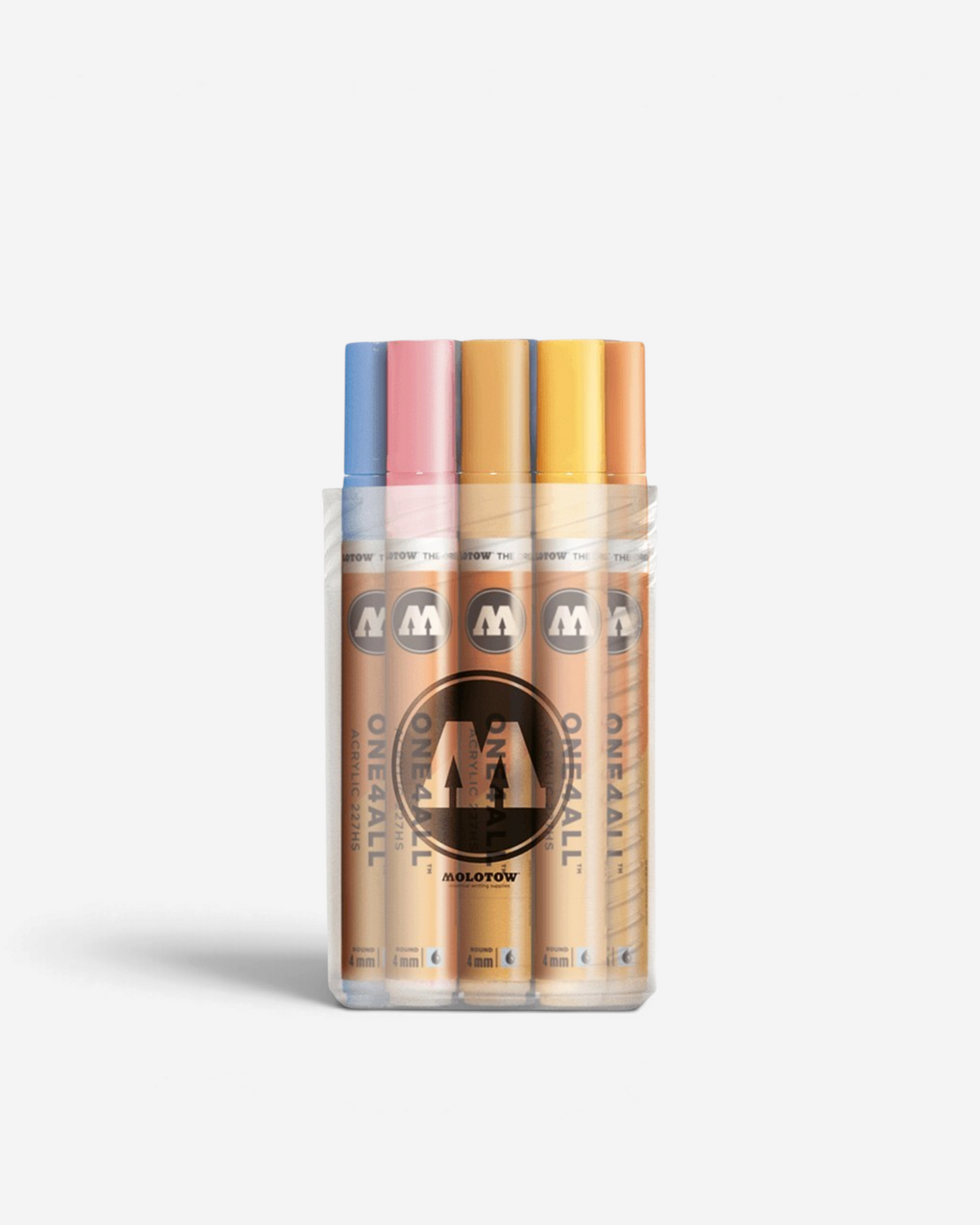 Astrofat Molotow One4All 4mm acrylic marker set in pastel colors with round tips for versatile art applications