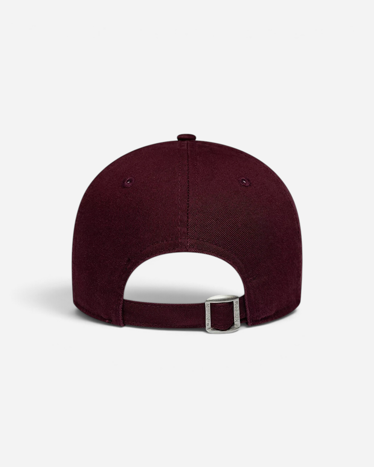 Astrofat New Era 9TWENTY adjustable dark purple baseball cap, back view showing the metal strap closure.