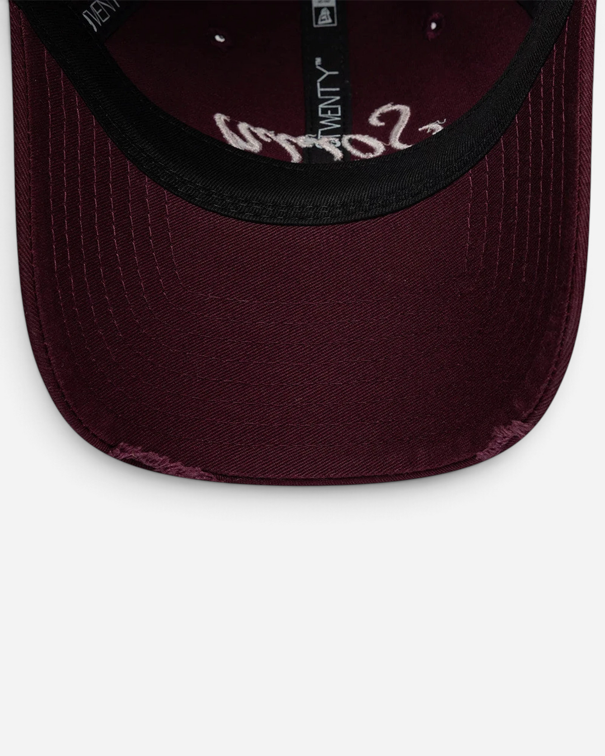 Astrofat New Era 9TWENTY dark purple women's baseball cap with a distressed curved visor and embroidered slogan.