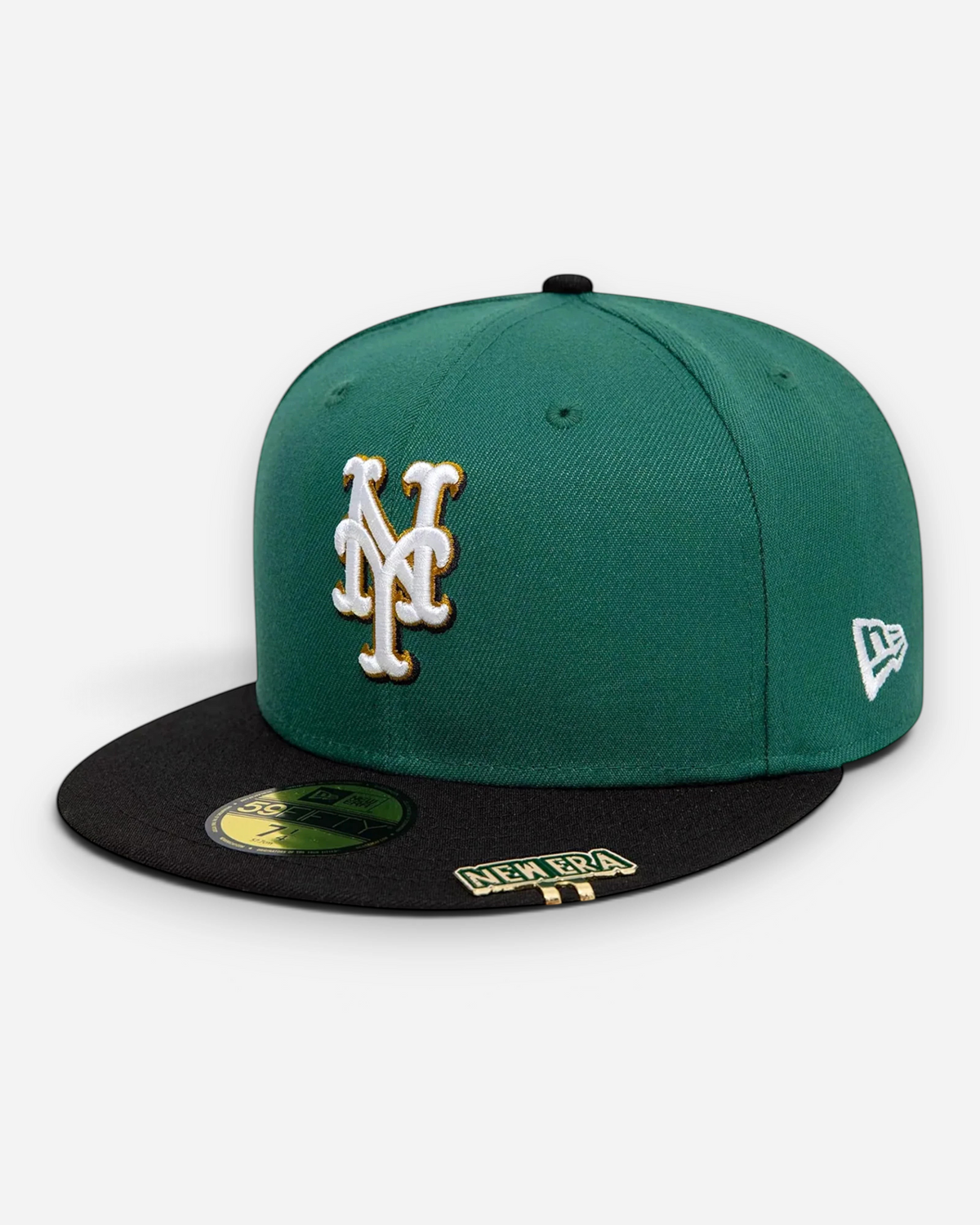 Astrofat 59FIFTY New York Mets cap in dark green with a black flat brim, featuring white embroidered team logo.